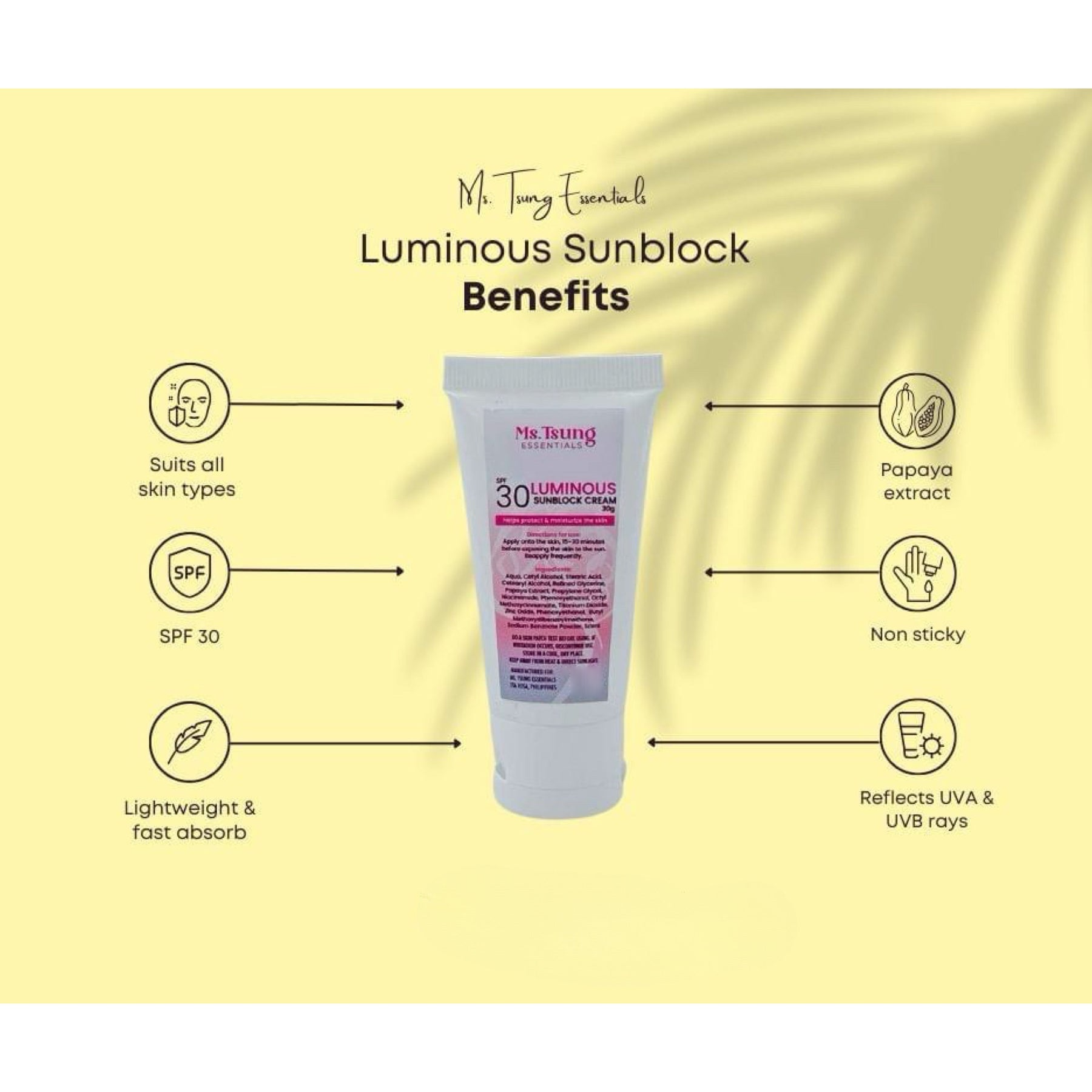 Ms. Tsung Essentials Luminous Sunblock SPF 30 - 30g