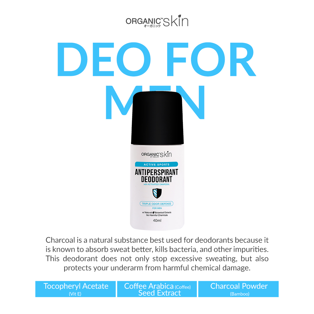 Organic Skin Active Sports Antiperspirant Deodorant For Men - 40ml