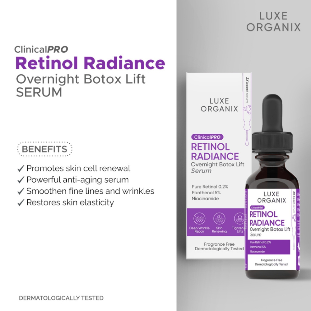 Luxe Organix Retinol Radiance Overnight Botox Lift Serum - 30ml