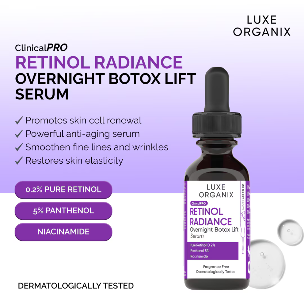 Luxe Organix Retinol Radiance Overnight Botox Lift Serum - 30ml