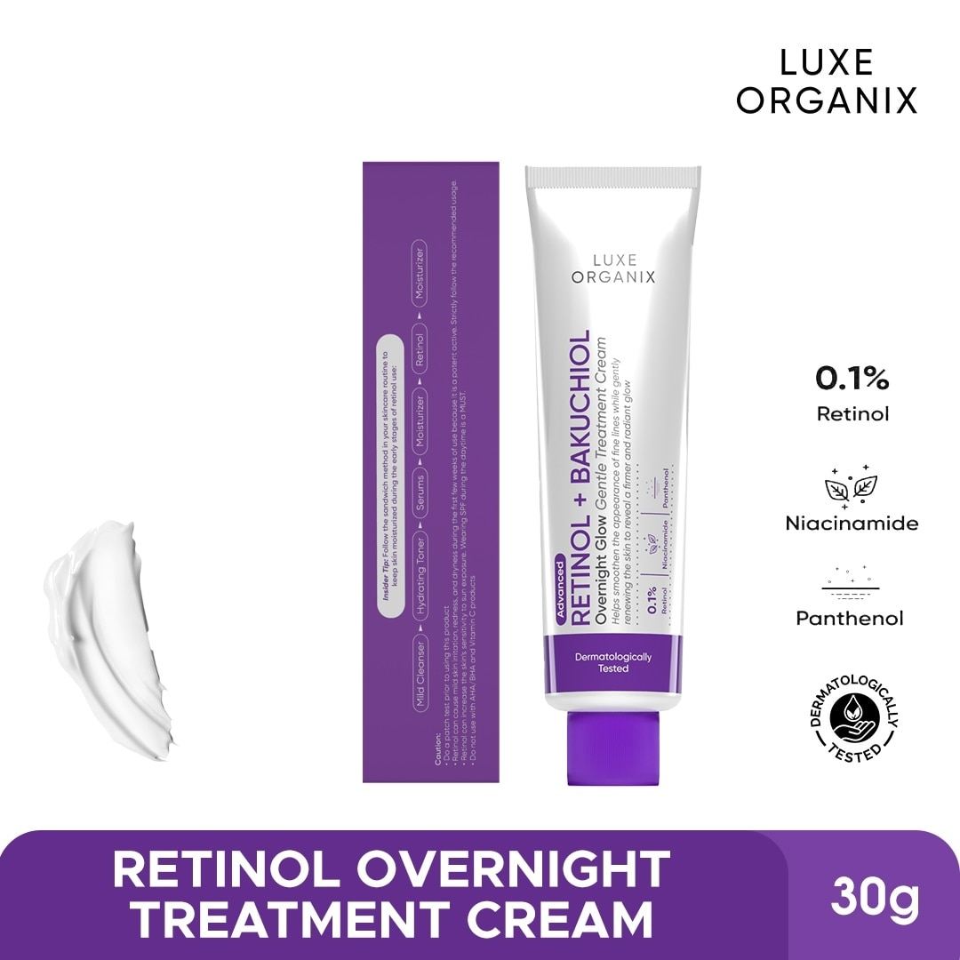 Luxe Organix Retinol + Bakuchiol Overnight Glow Gentle Treatment Cream - 30g