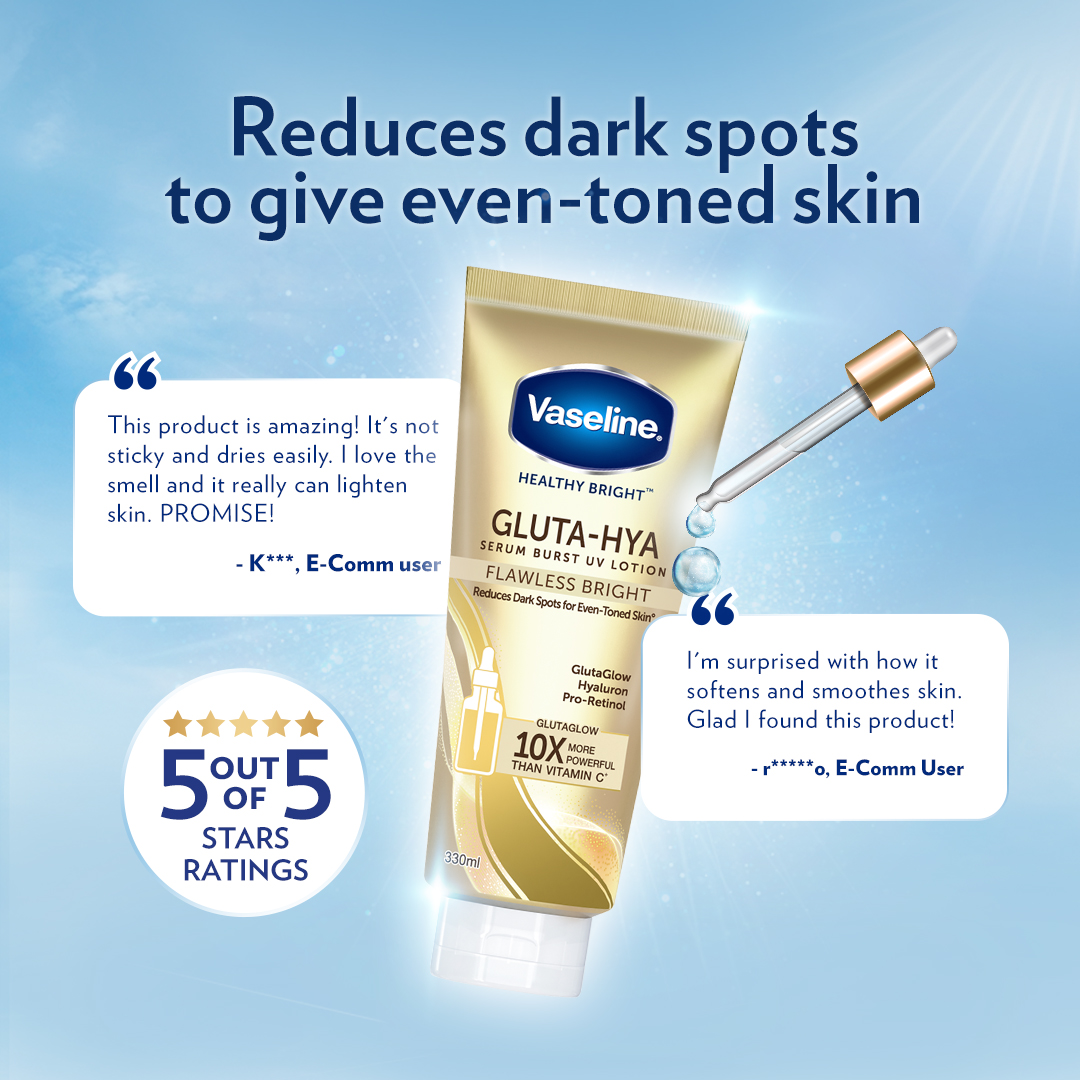 Vaseline Gluta-Hya Serum Burst UV Lotion Flawless Glow - 330ml