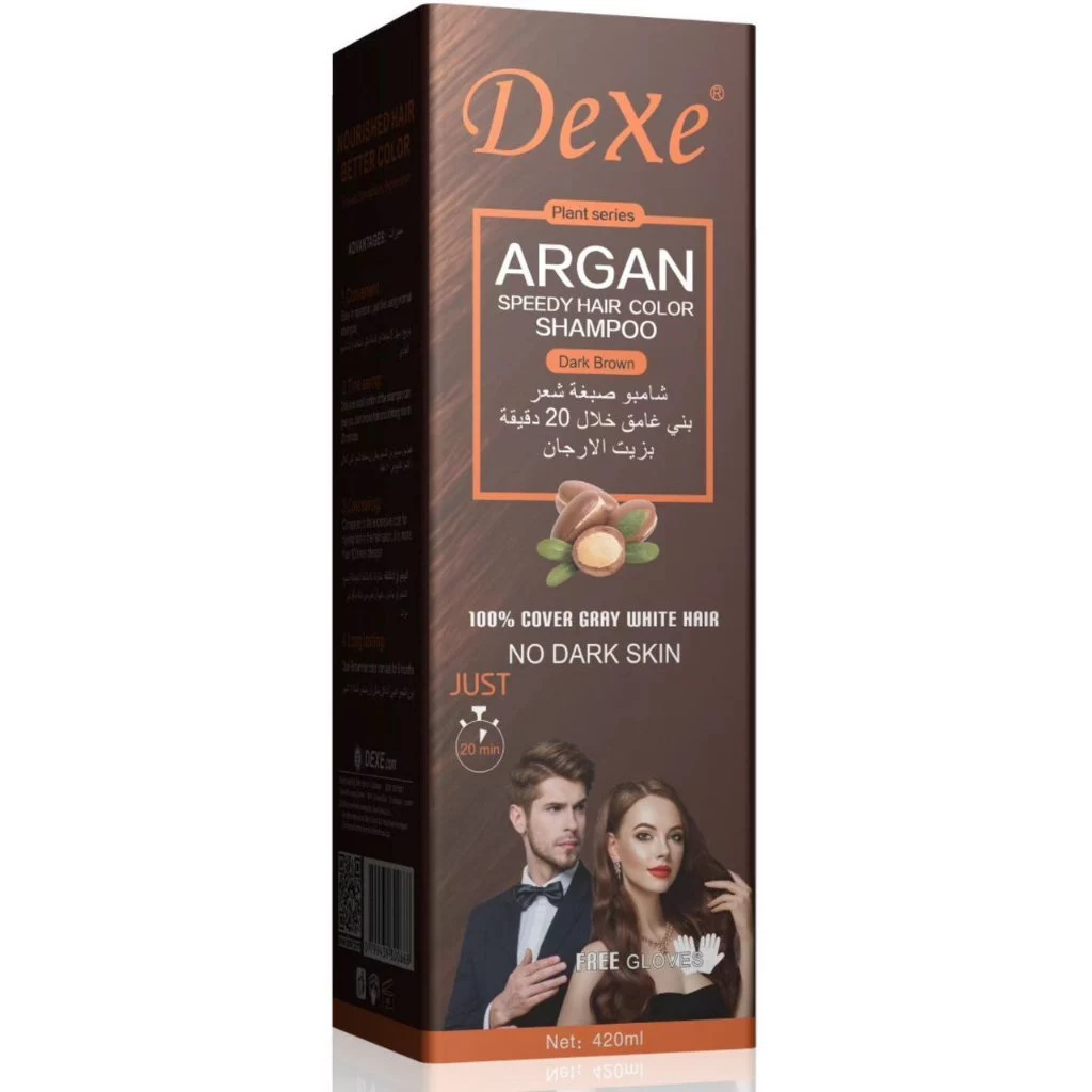 Dexe Dark Brown Argan Speedy Hair Color Shampoo - 420ml