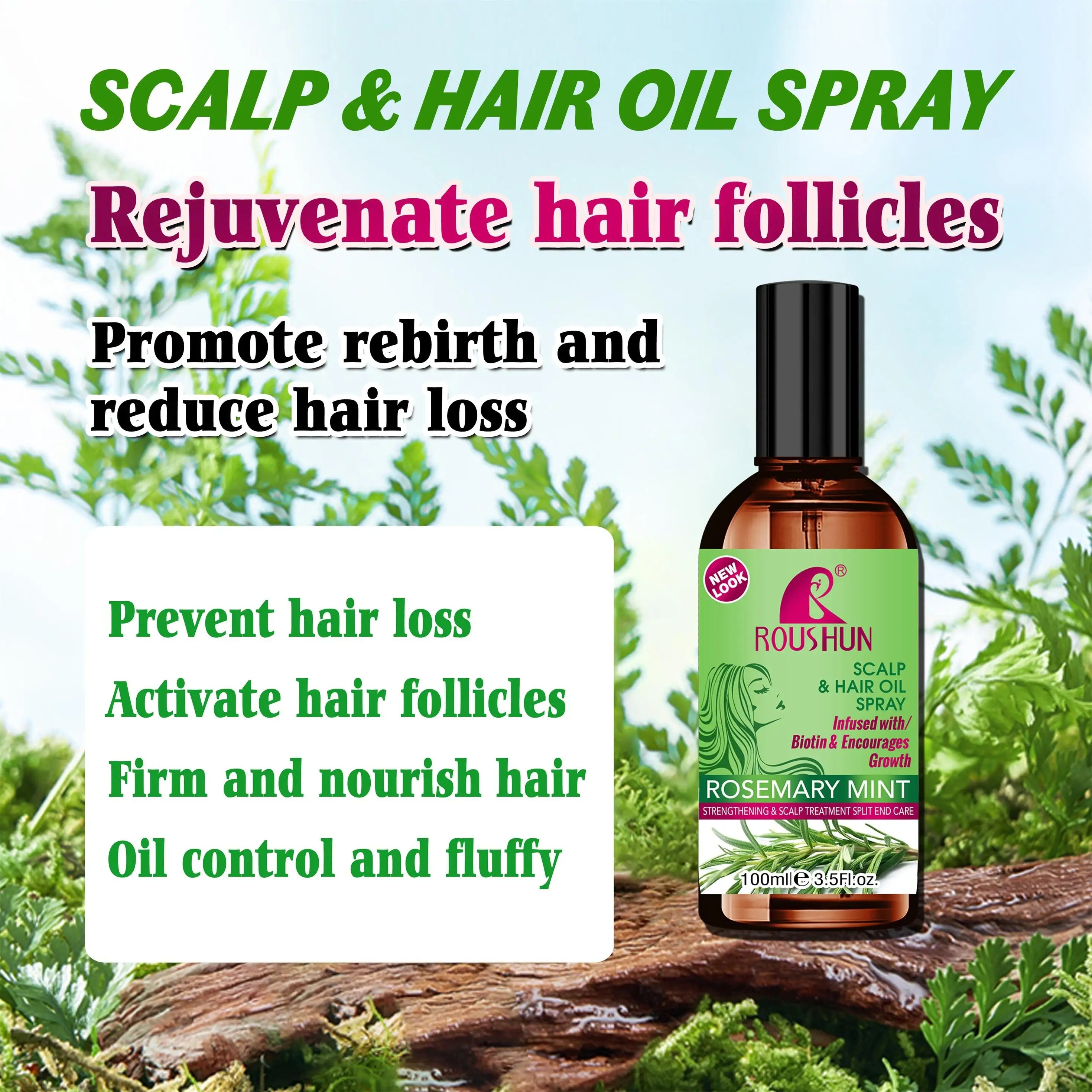 Roushun Rosemary Mint Hair Shampoo & Hair Oil - 500ml + 100ml (Combo)