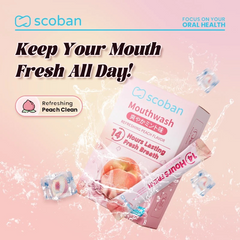 Scoban Mouthwash Refreshing Peach Flavor - 10ml × 20 Packs