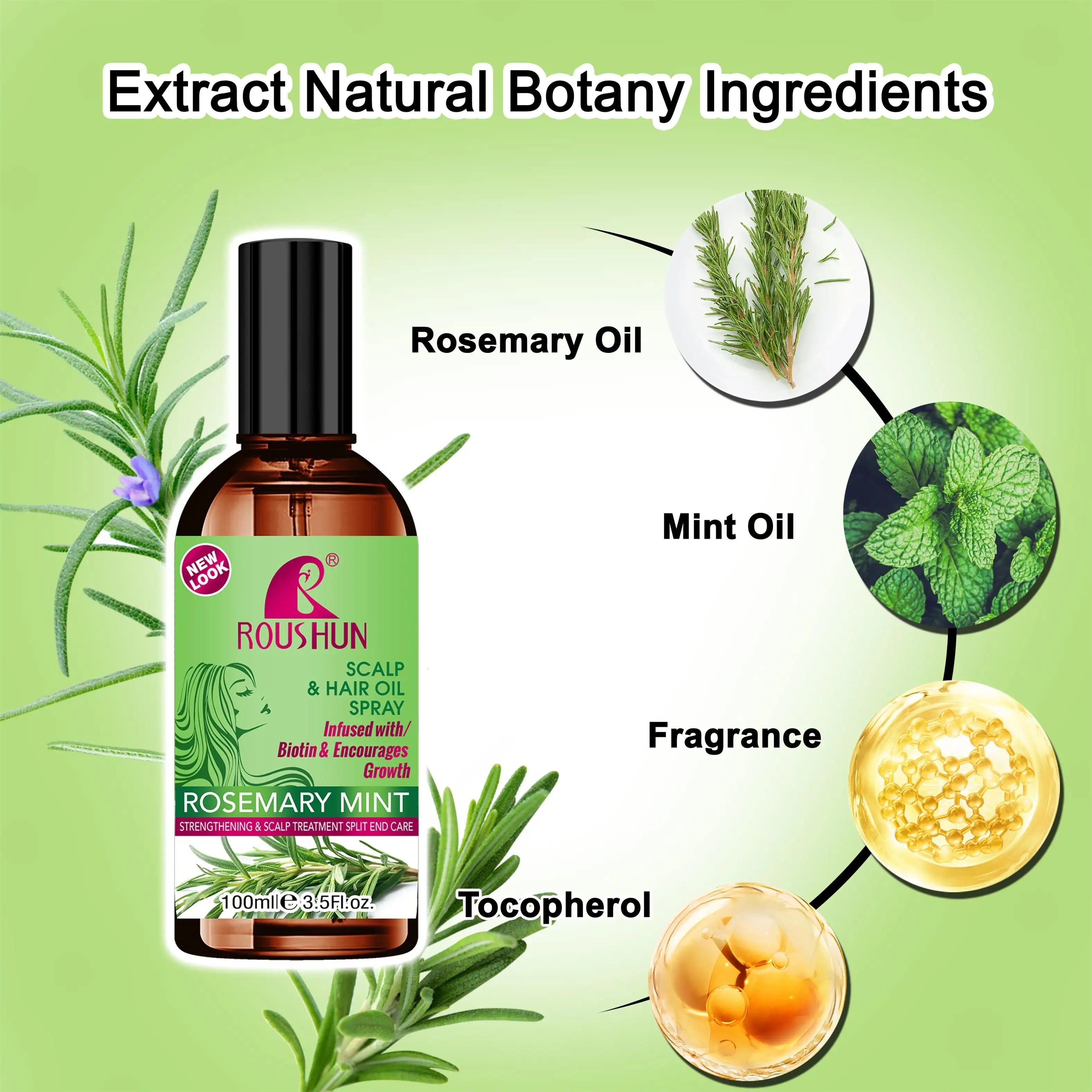 Roushun Rosemary Mint Hair Shampoo & Hair Oil - 500ml + 100ml (Combo)