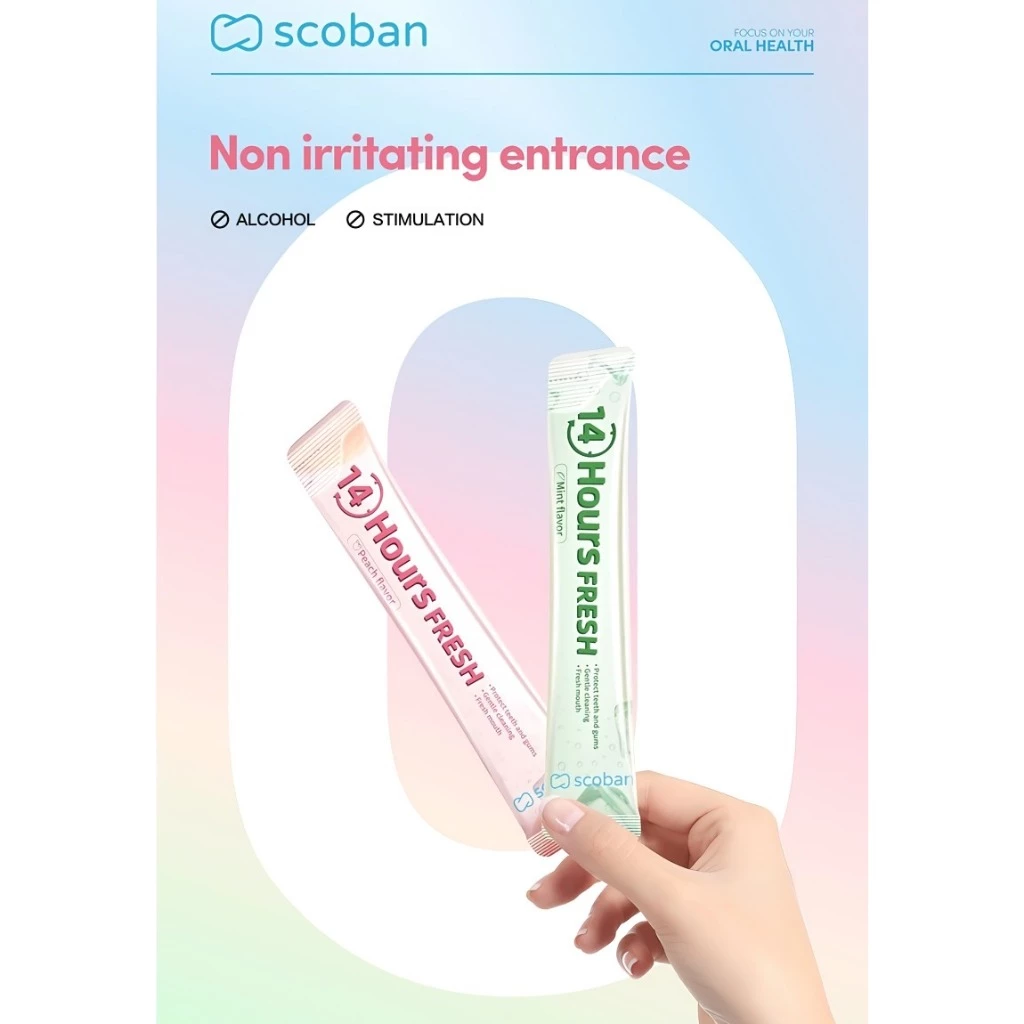 Scoban Mouthwash Refreshing Peach Flavor - 10ml × 20 Packs