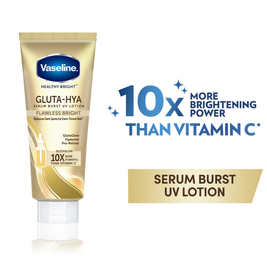 Vaseline Gluta-Hya Serum Burst UV Lotion – Flawless Glow & Dewy Radiance (330ml x 2) Combo