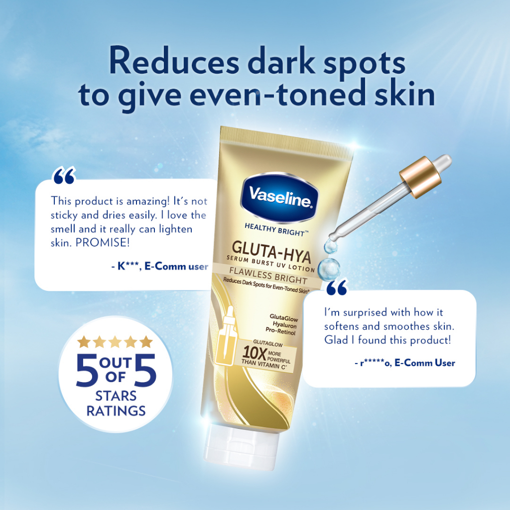 Vaseline Gluta-Hya Serum Burst UV Lotion – Flawless Glow & Dewy Radiance (330ml x 2) Combo