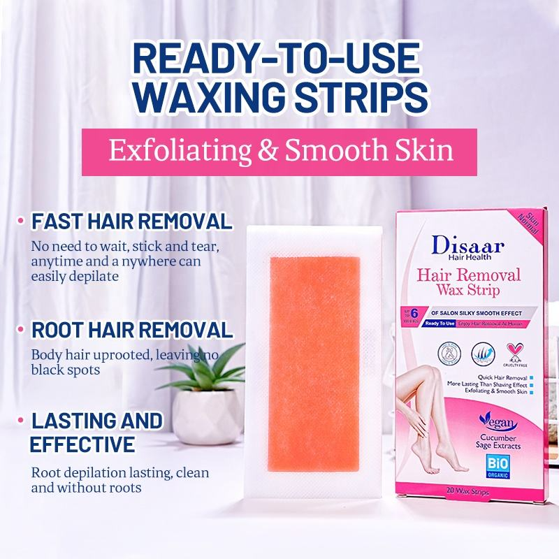 Disaar Hair Health Hair Removal Wax Strips – Normal Skin (20 Strips × 3 Packs Combo)