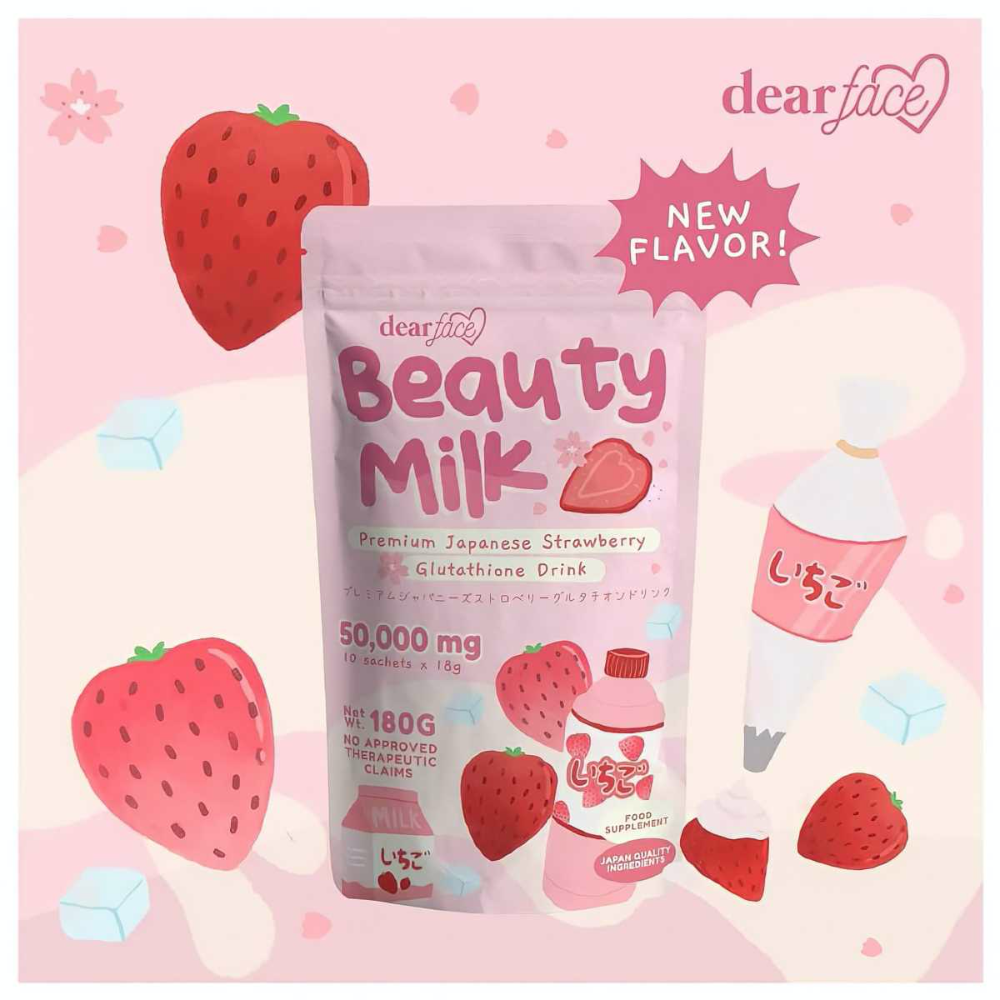 Dear Face Beauty Milk Premium Japanese Strawberry Drink - 180g