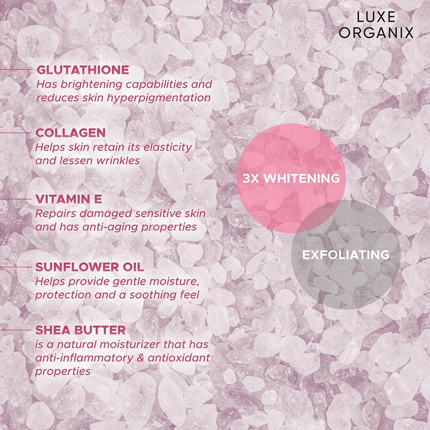 Luxe Organix Niacinamide + Alpha Arbutin Velvet Shower Salt Scrub - 320g