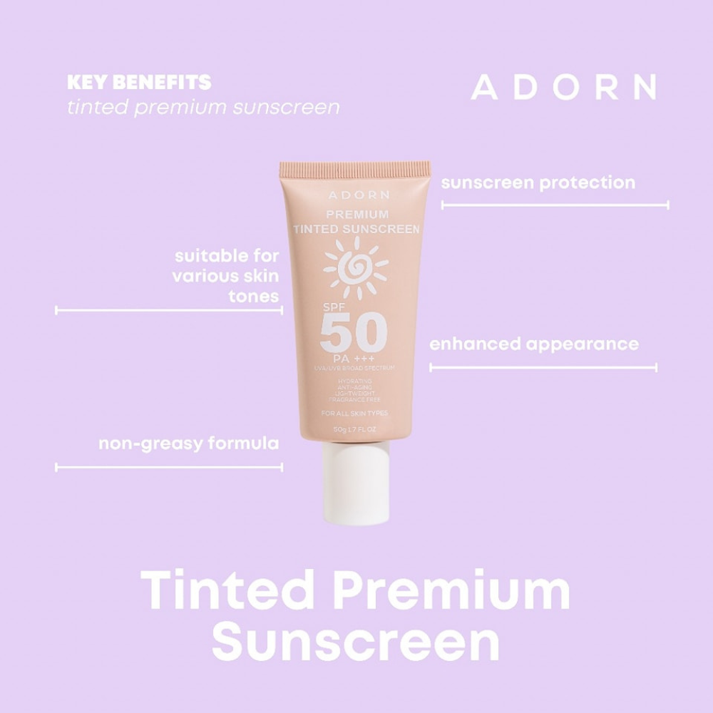 Adorn Premium Tinted Sunscreen SPF 50 PA+++ - 50g