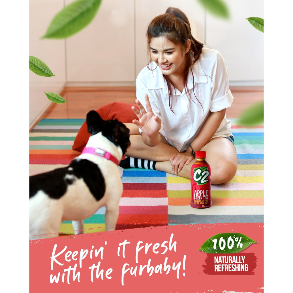 C2 Green Tea Apple Cool & Clean 355ml (Red)