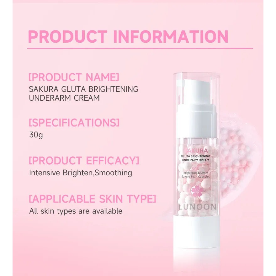 Lunoon Sakura Gluta Brightening Underarm Cream - 30g