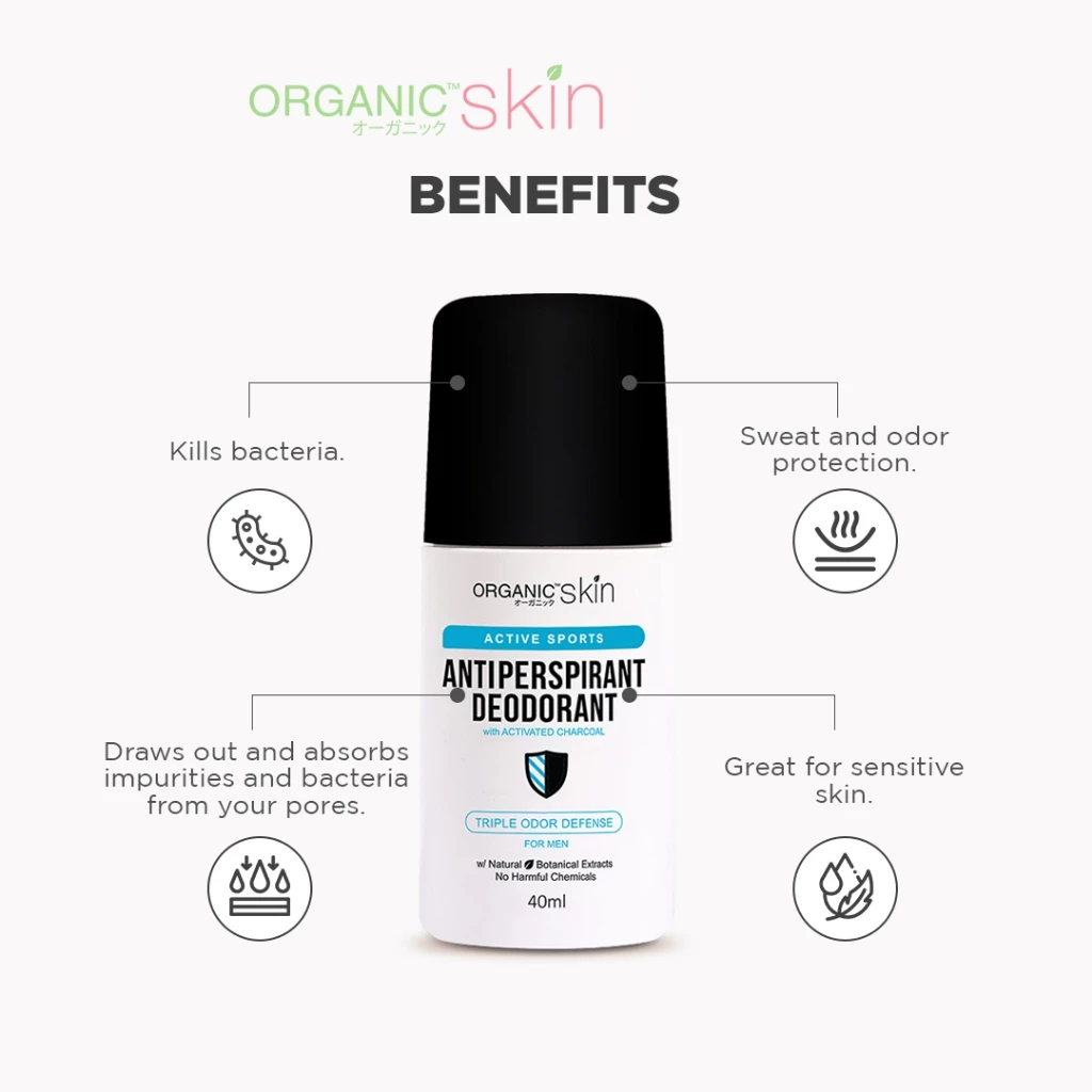 Organic Skin Active Sports Antiperspirant Deodorant For Men - 40ml