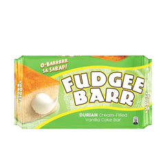 Fudgee Barr Durian Cream filled Vanilla Cake Bar 10 x 39gm - Pinoyhyper