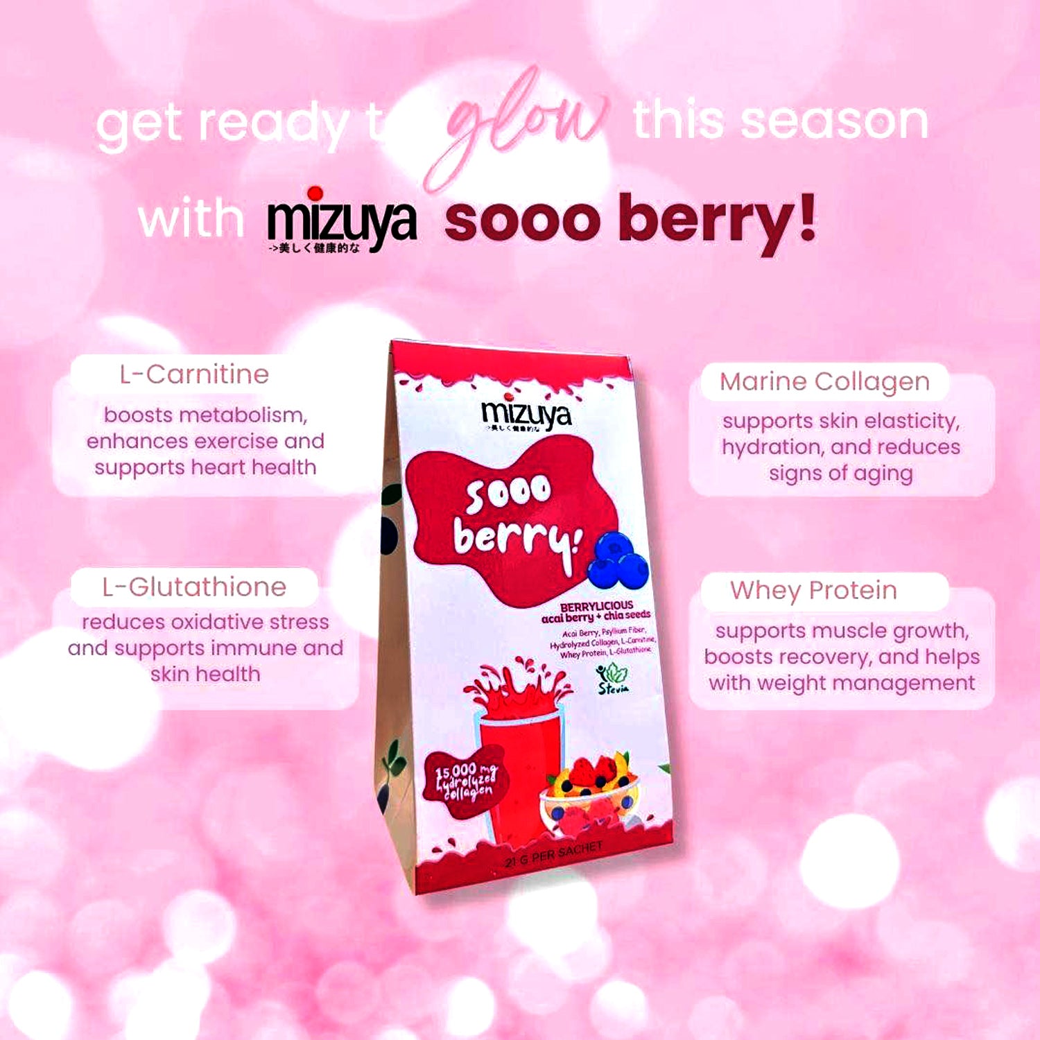 Mizuya Sooo Berry! Berrylicious Acai Berry + Chia Seeds Mixed Berries - 21g × 10 Sachets