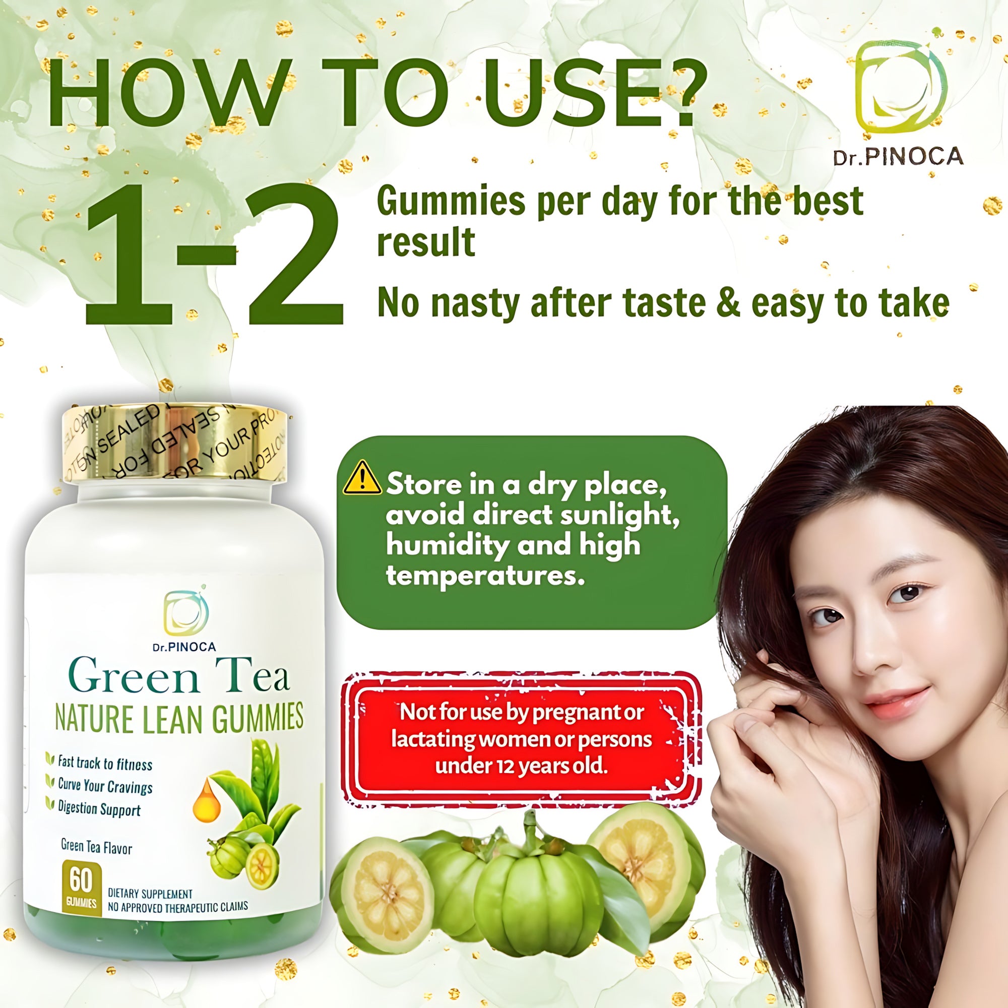Dr. Pinoca Green Tea Nature Lean Gummies – 60 Gummies