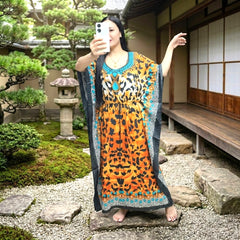 Women's Kimono Long Dress – Non-Stretch Satin | Free Size Medium up to Xl