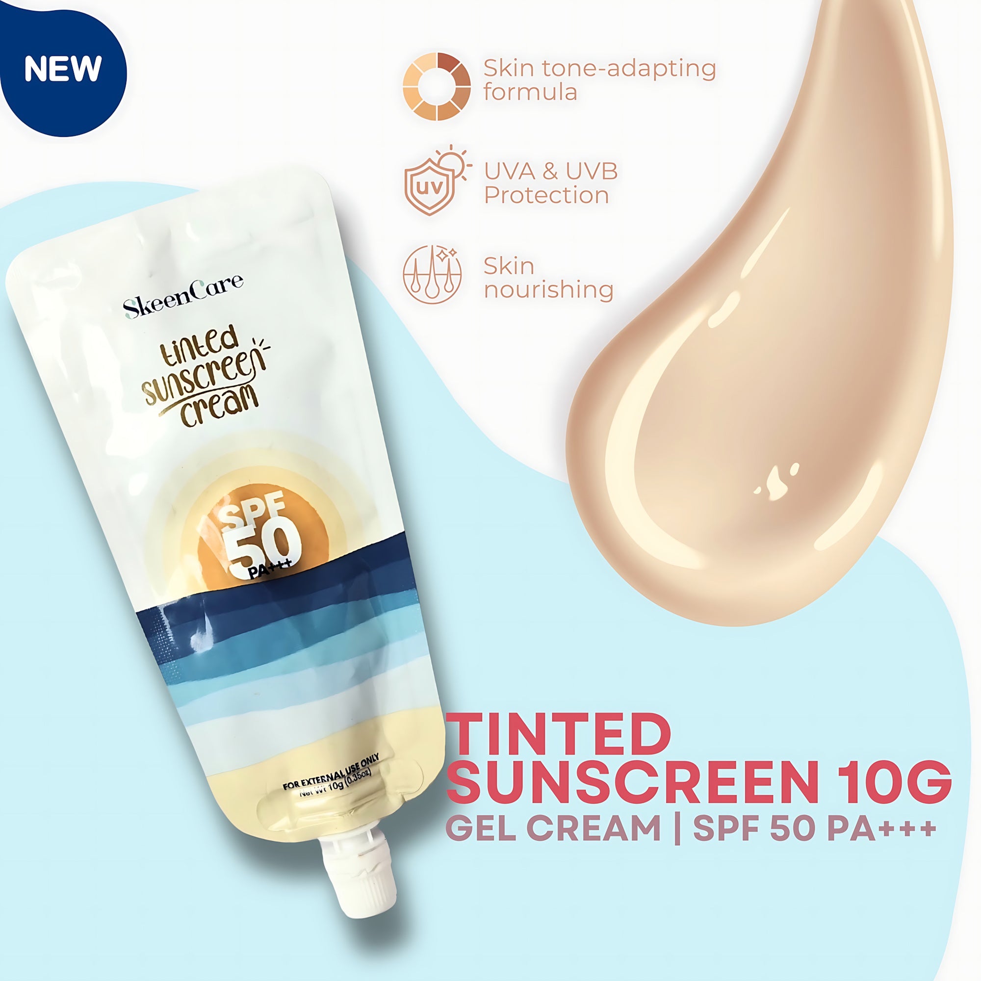 SkeenCare Tinted Sunscreen Cream SPF 50 PA+++ –  10g Sachet