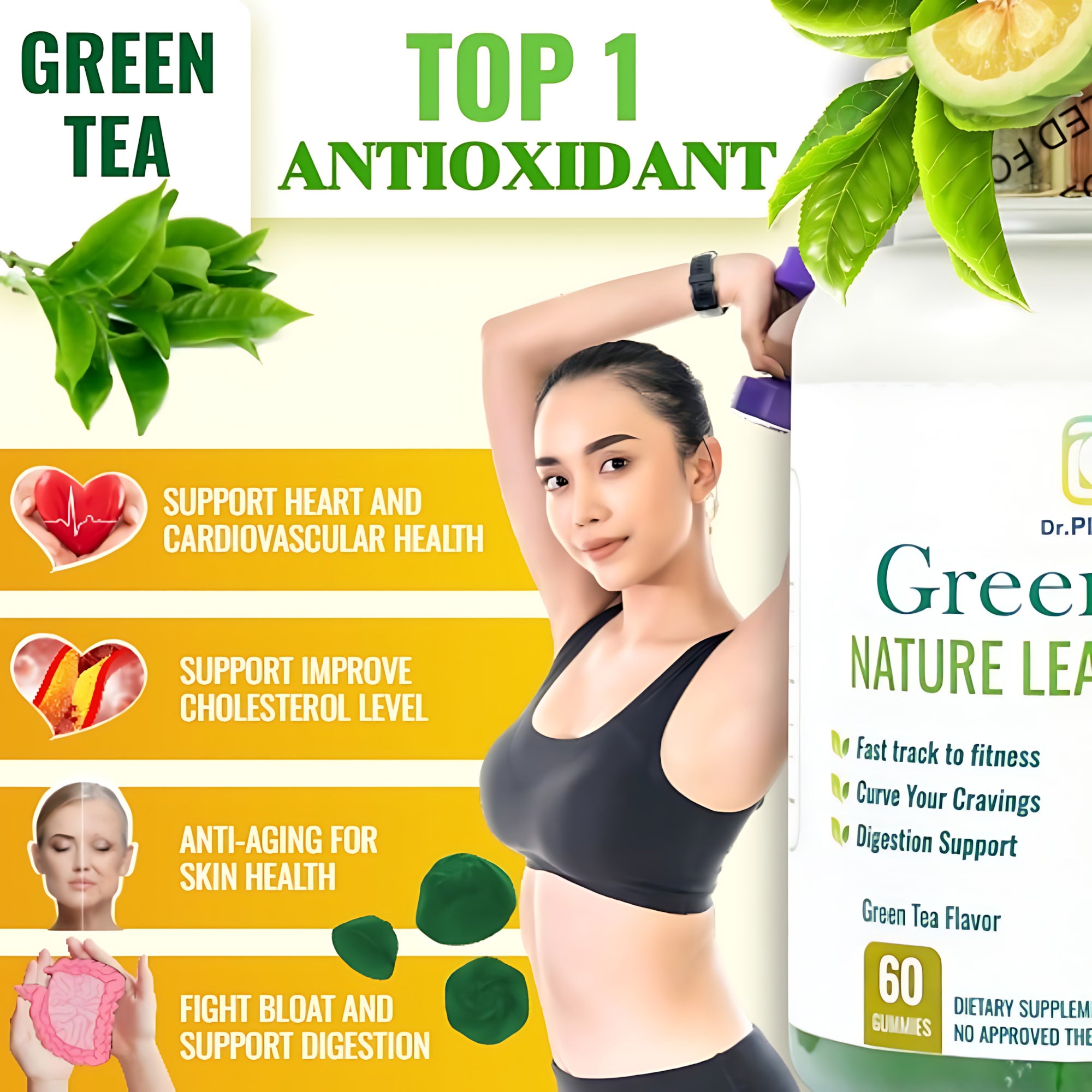 Dr. Pinoca Green Tea Nature Lean Gummies – 60 Gummies