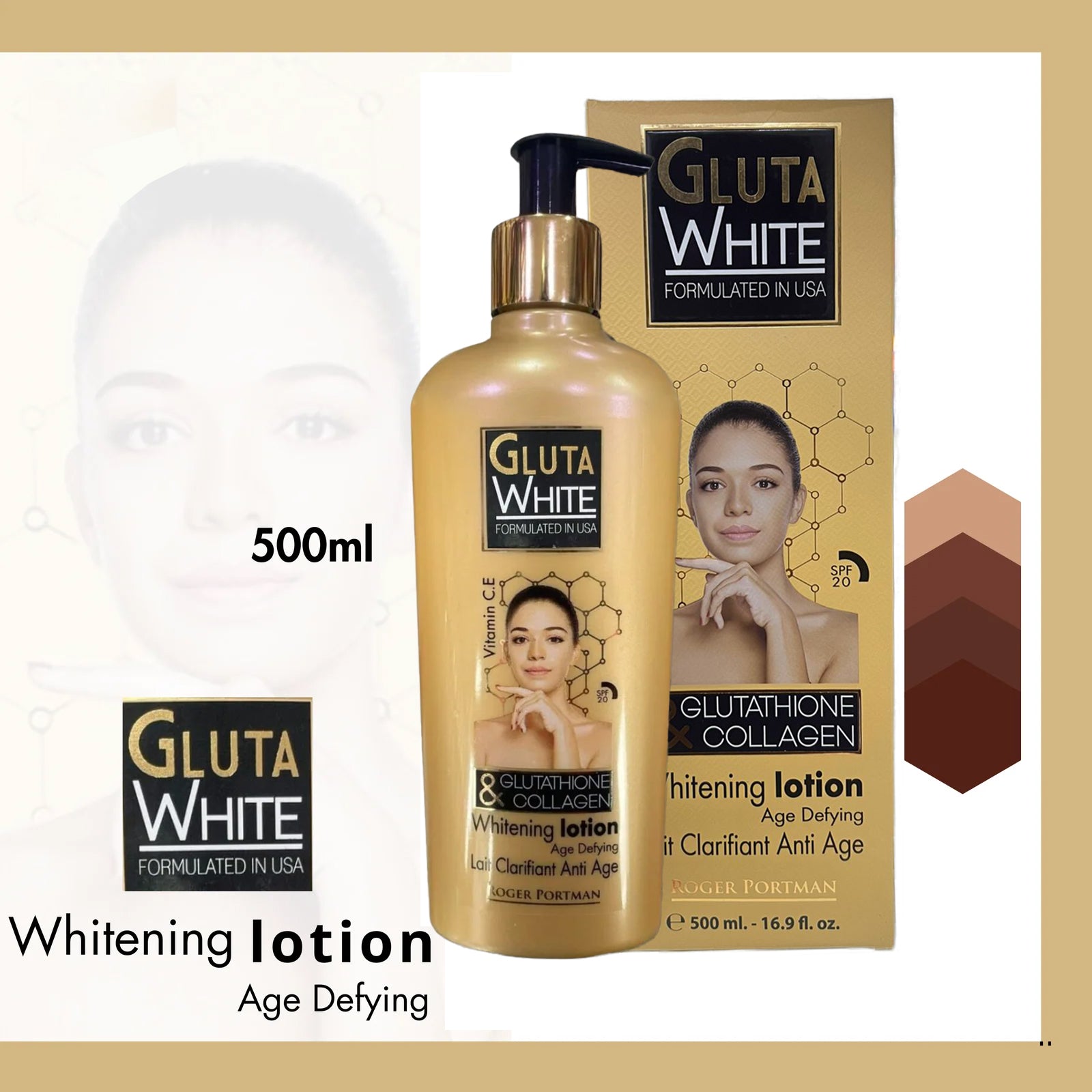 Gluta White Glutathione & Collagen Brightening Body Lotion – 500ml