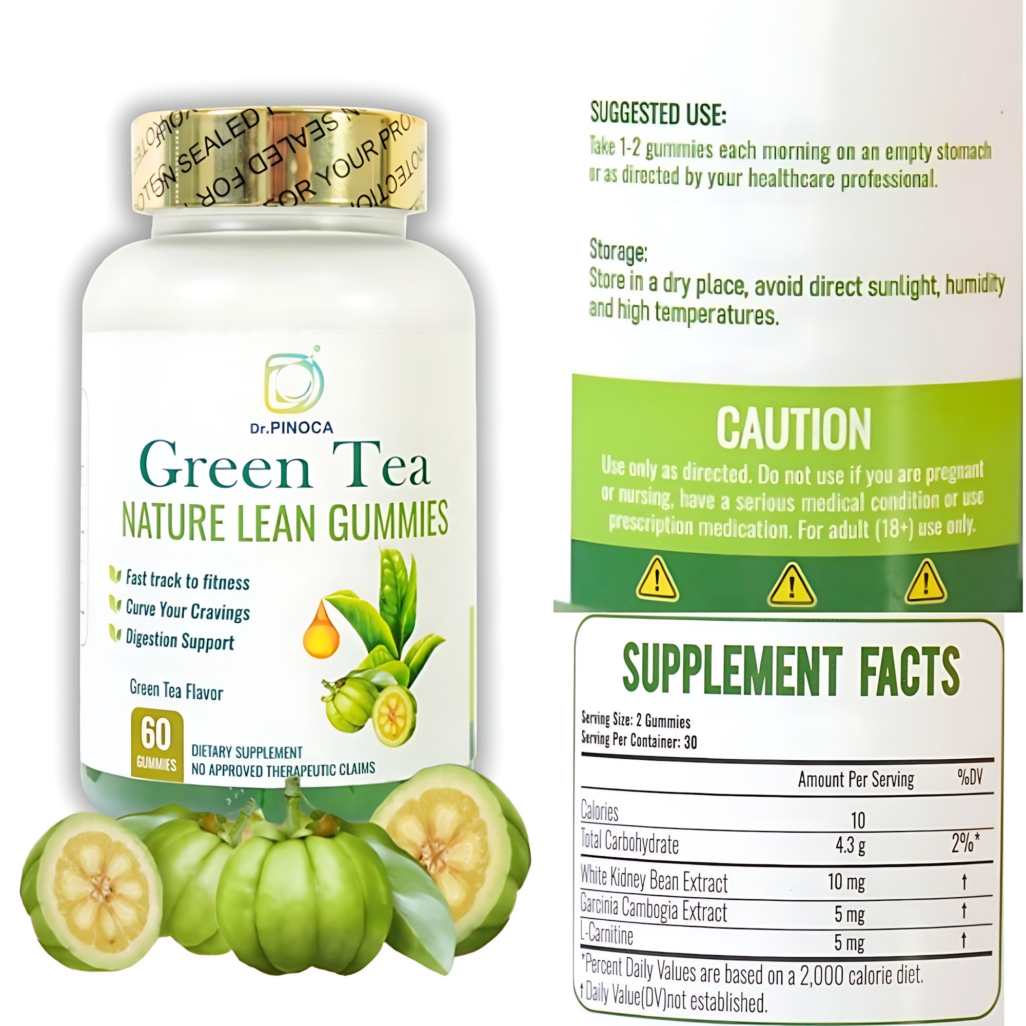 Dr. Pinoca Green Tea Nature Lean Gummies – 60 Gummies