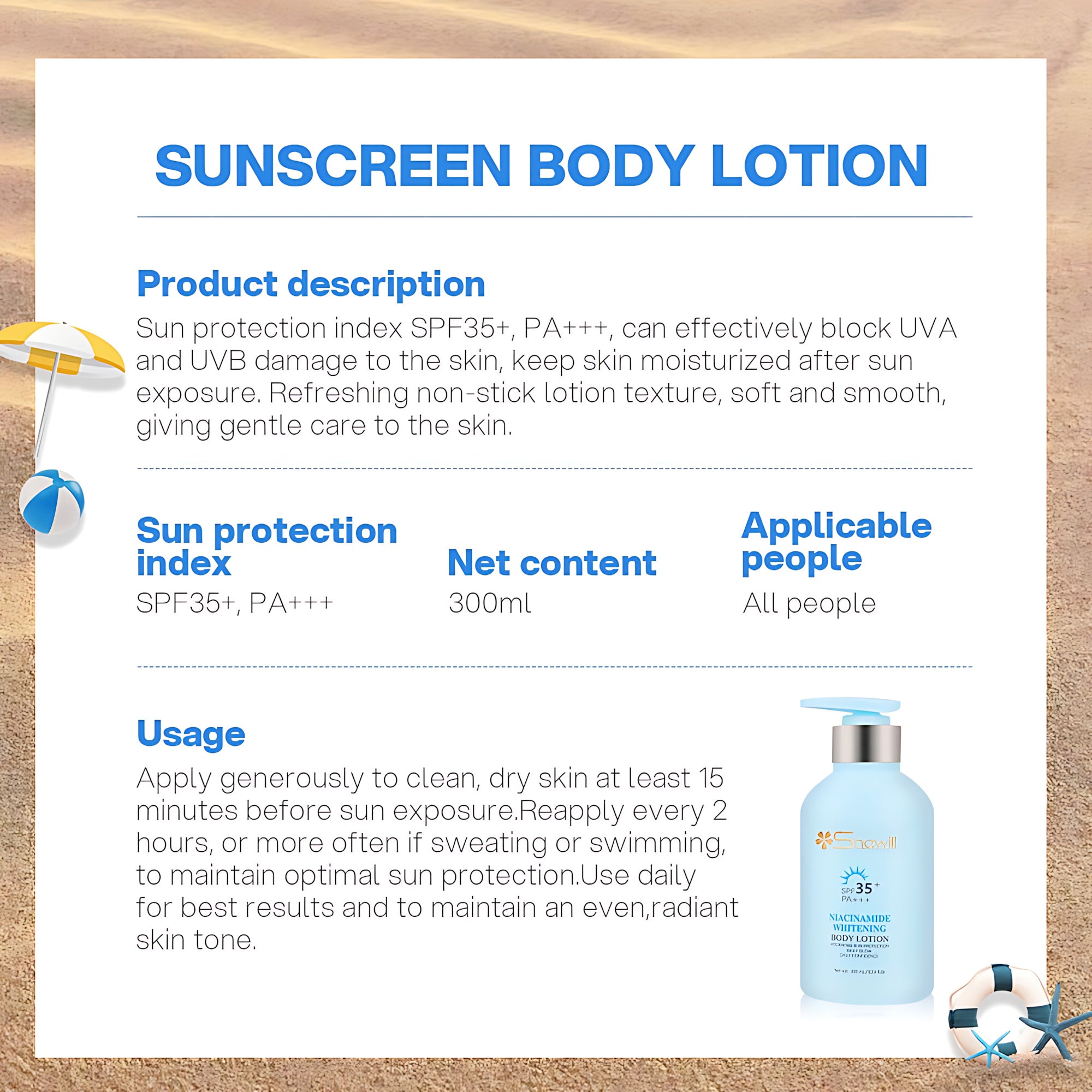 Shawill Niacinamide Brightening Body Lotion SPF 35+ PA +++ - 300ml