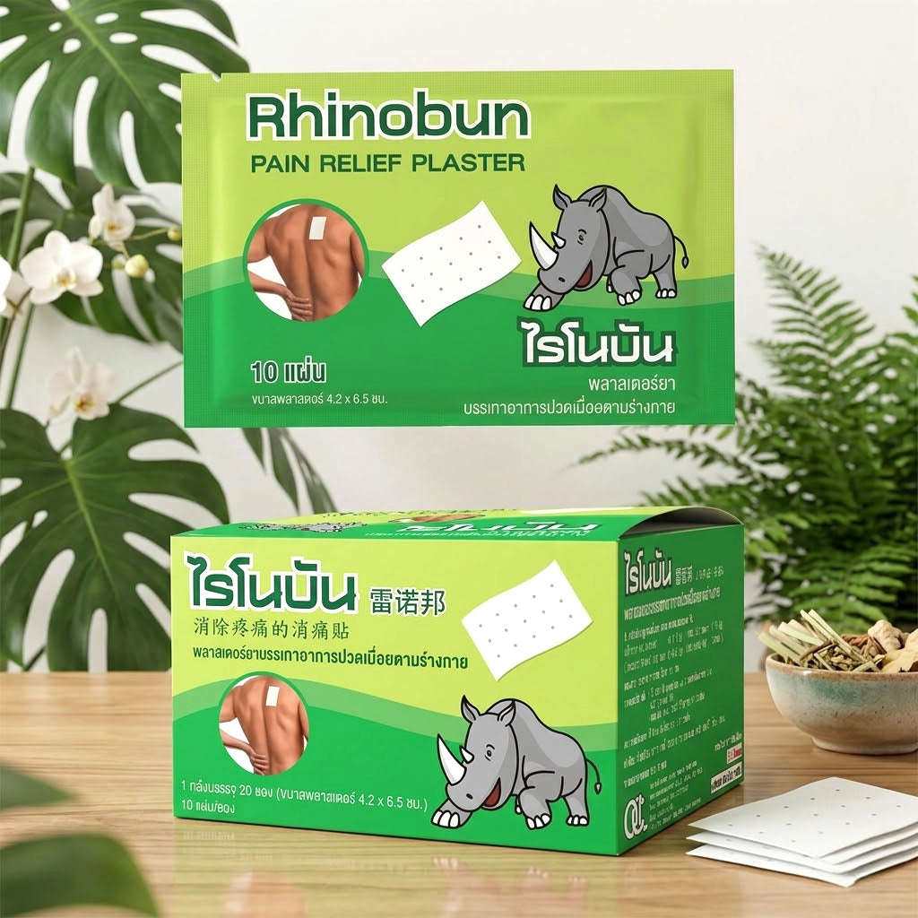 Rhinobun Pain Relief Plaster Bundle - 200 Sheets (20 Sachets × 10)