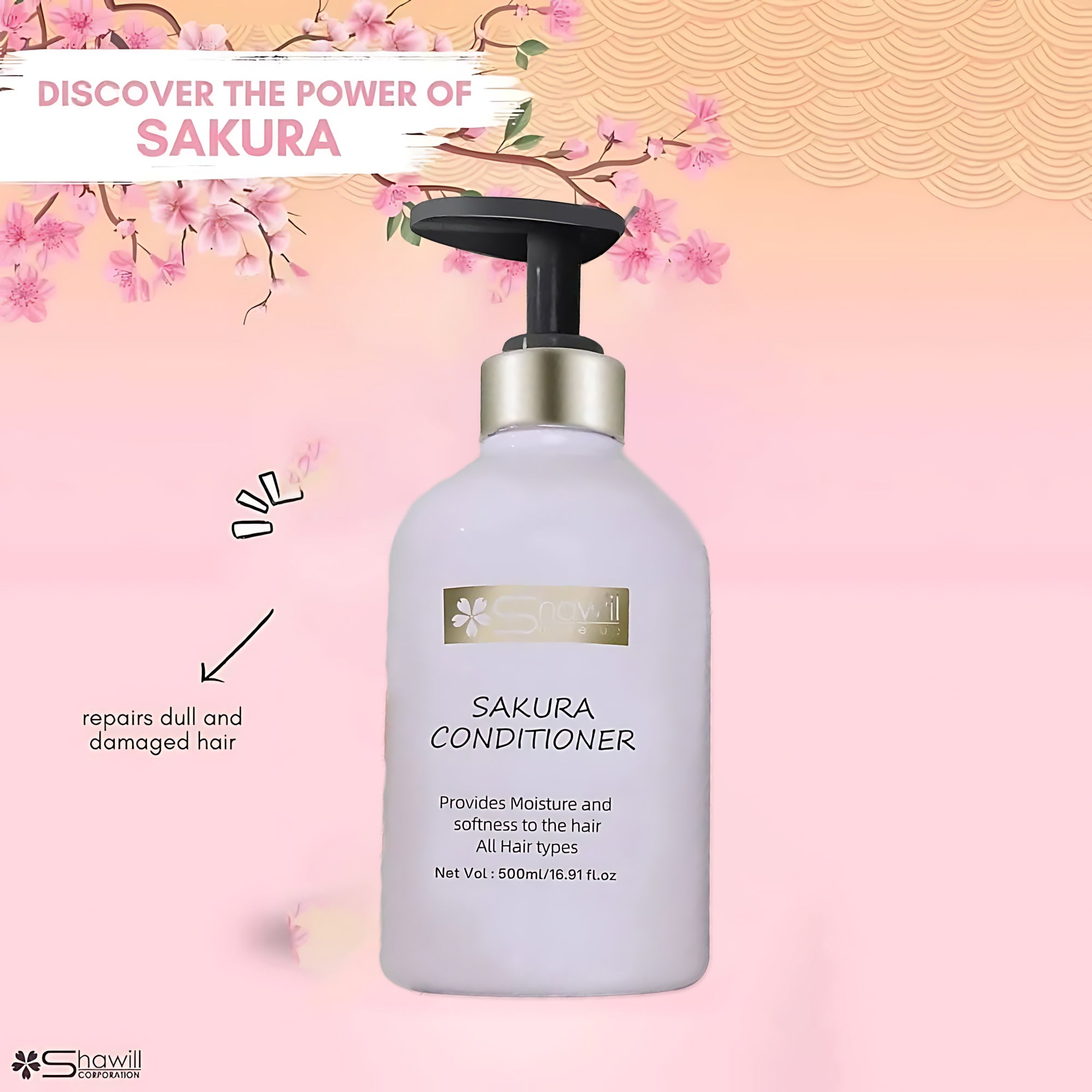 Shawill Sakura Conditioner – Moisture & Softness for All Hair Types (500ml)