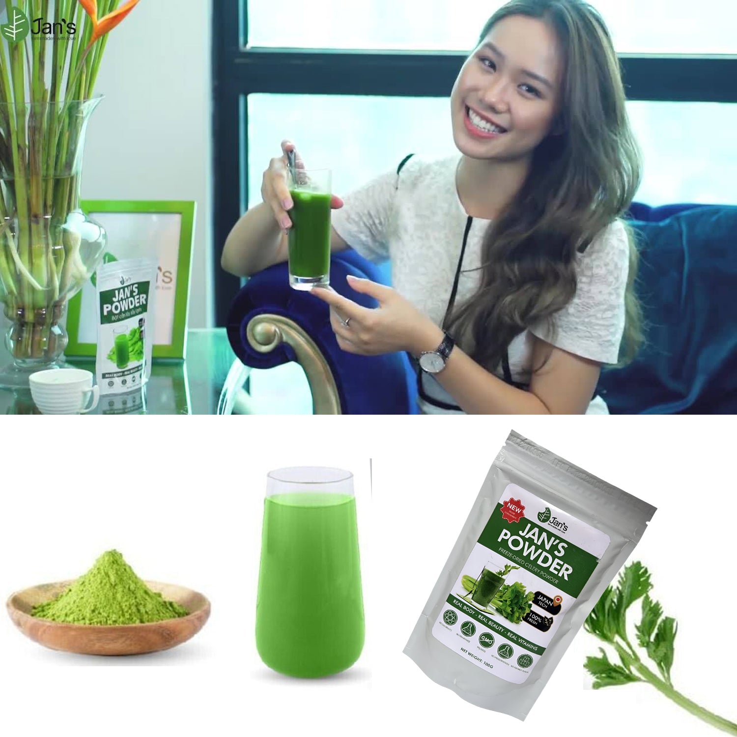 Jan's Powder 100% Freeze Dried Celery Powder - 100g