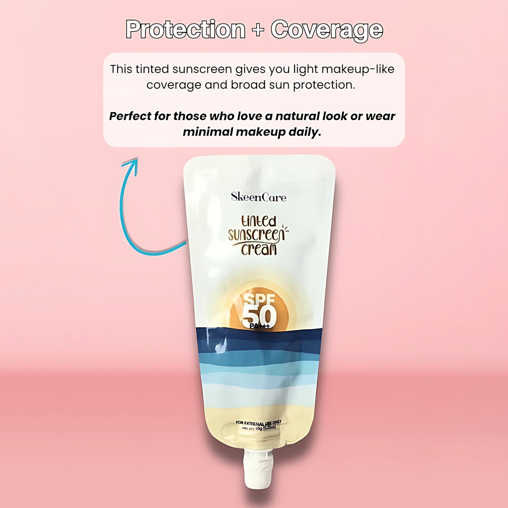 SkeenCare Tinted Sunscreen Cream SPF 50 PA+++ –  10g Sachet