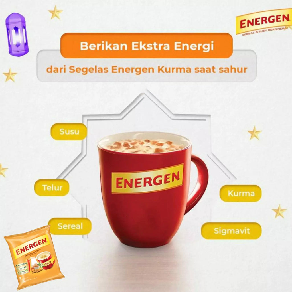 Energen Vanilla Nutritious Oat Cereal with Milk – 10 Sachets x 34g