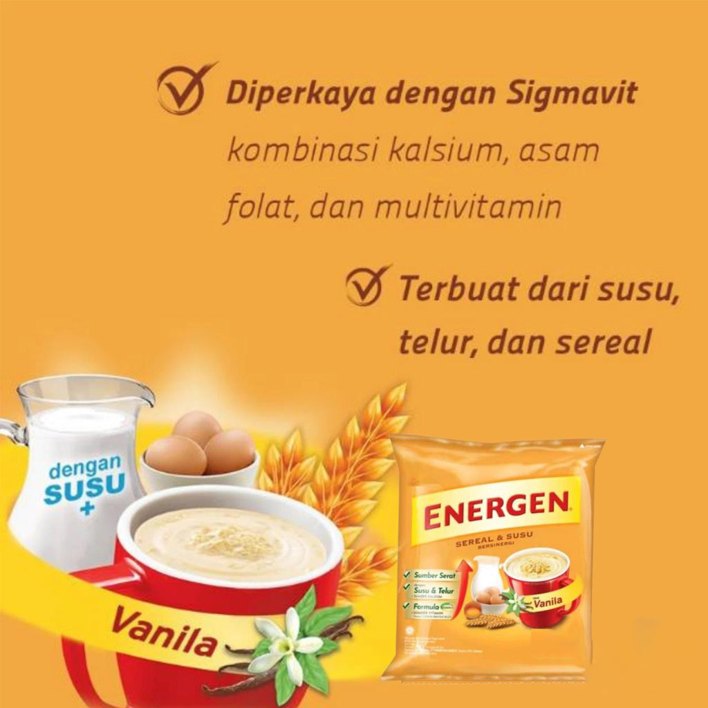 Energen Vanilla Nutritious Oat Cereal with Milk – 10 Sachets x 34g
