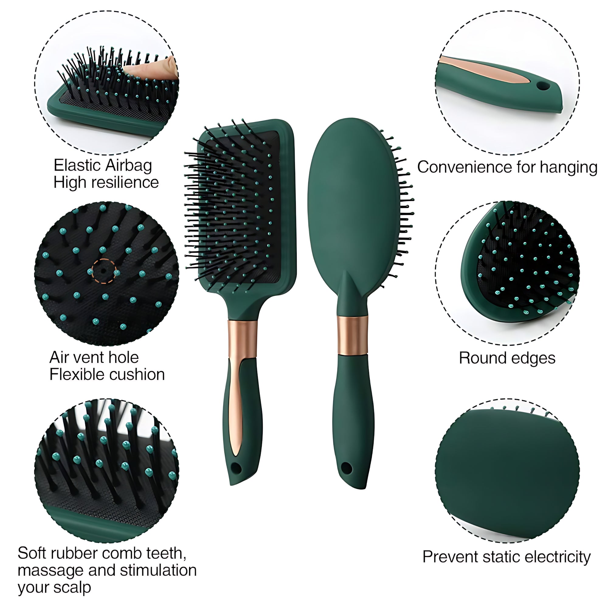 Anti-Tangle Hair Brush & Comb Set – 4 Pcs Paddle Hair Brush Kit for Wet & Dry Hair