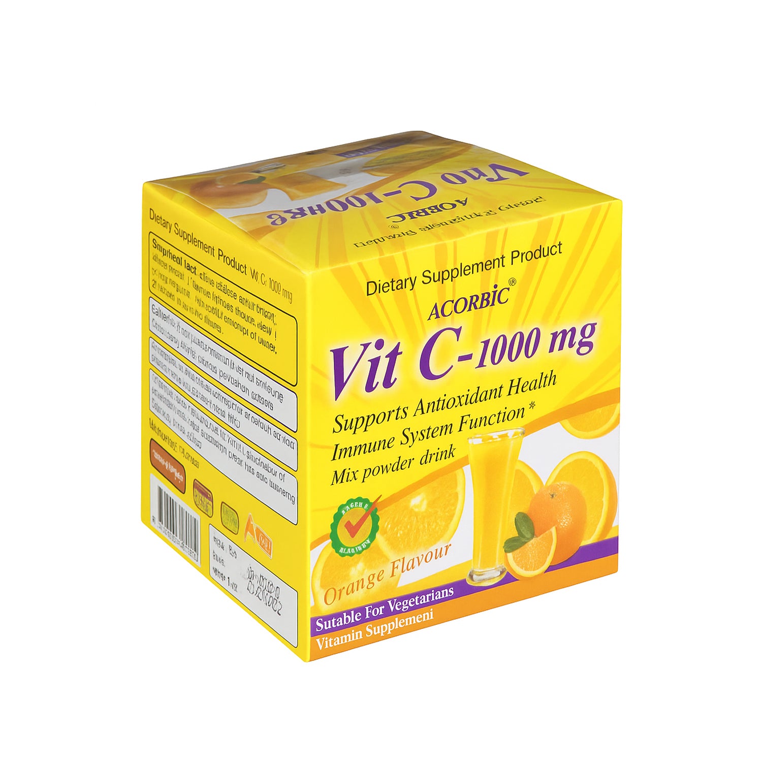 Acorbic Vit C – 1000mg Mix Powder Drink 12g x 10 Sachets - Orange Flavour