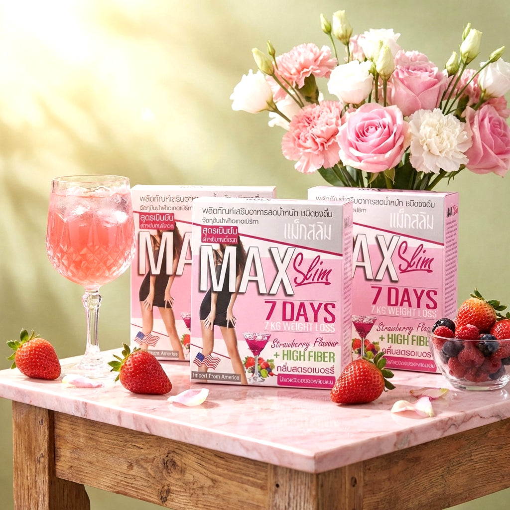 Max Slim 7 Days Strawberry Flavor Slimming Powder Drink 15g x 10 Sachets - (3 Pcs Combo)