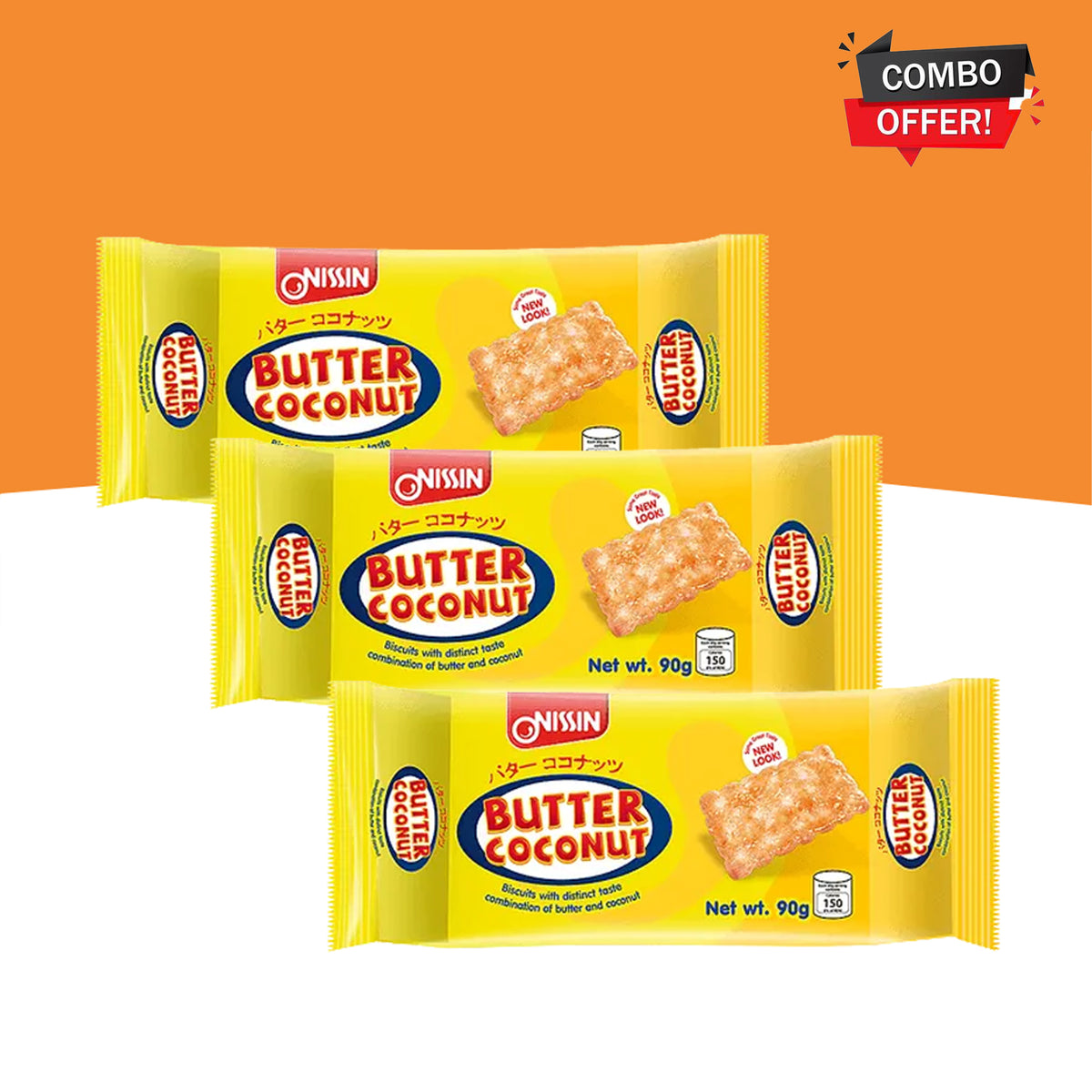 Nissin Butter Coconut Biscuits – 90g (3 Pack Combo)