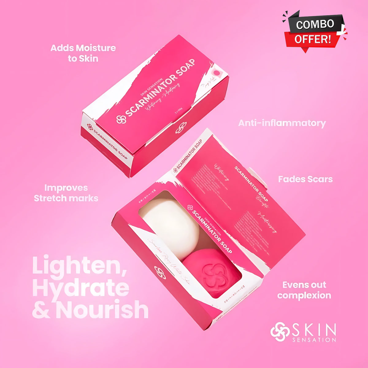 Skin Sensation Scarminator 2-in-1 Soap – Combo Pack (4 x 100g, Total 400g)