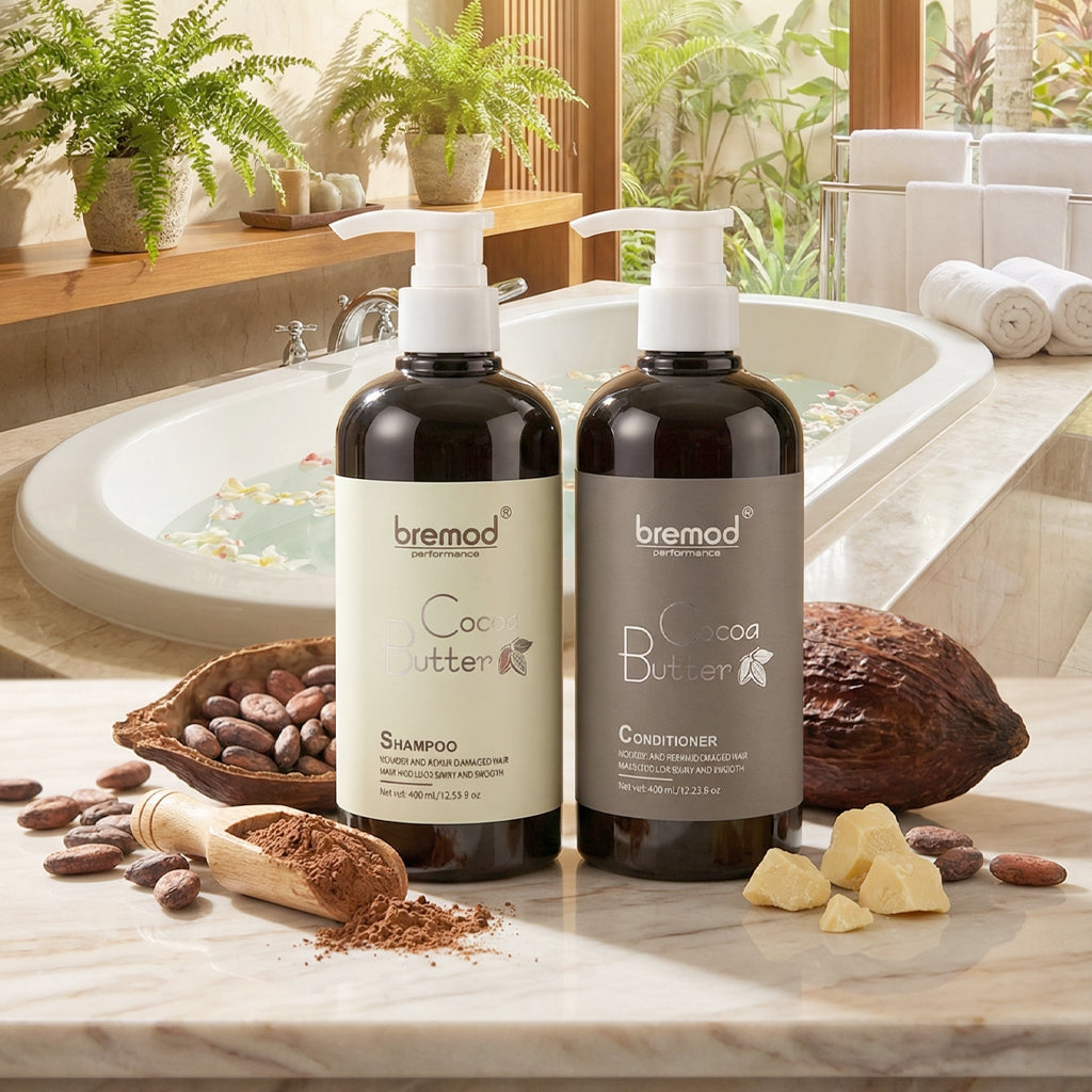 BREMOD Cocoa Butter Shampoo & Conditioner Set – 400ml Each – Sige BREMOD Cocoa Butter Shampoo & Conditioner Set – 400ml Each – Sige