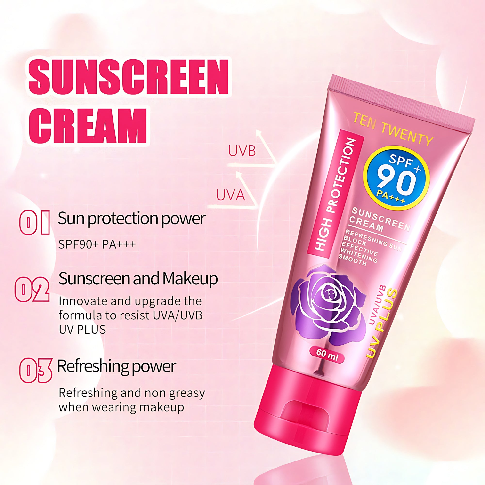 Ten Twenty Sunscreen Cream SPF 90 PA+++ - 60ml