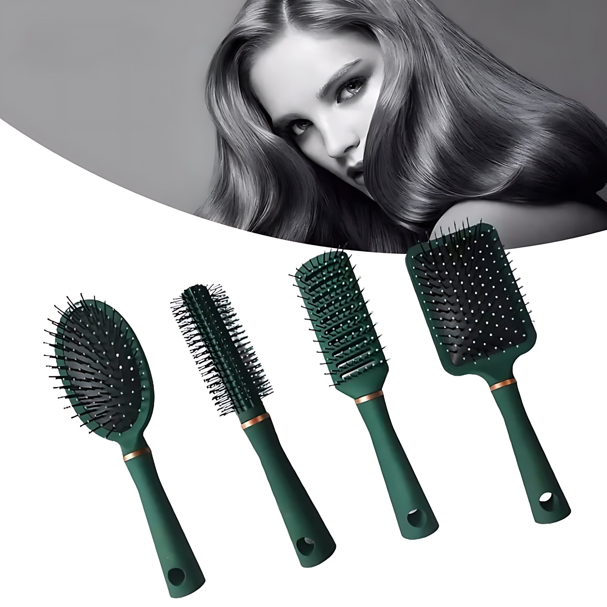Anti-Tangle Hair Brush & Comb Set – 4 Pcs Paddle Hair Brush Kit for Wet & Dry Hair