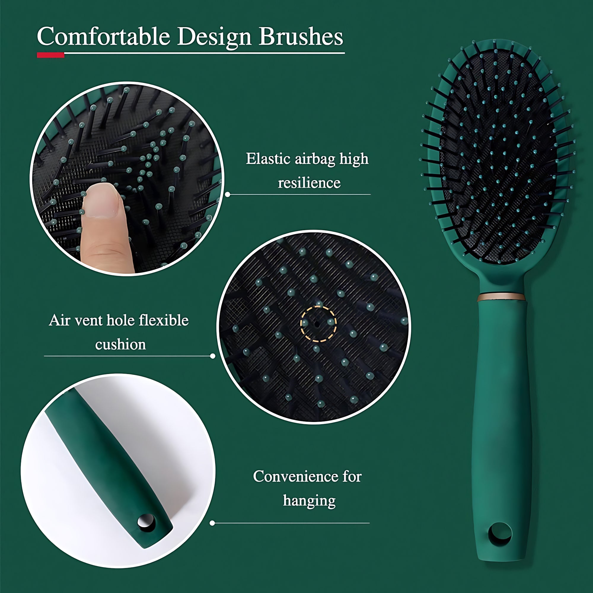 Anti-Tangle Hair Brush & Comb Set – 4 Pcs Paddle Hair Brush Kit for Wet & Dry Hair