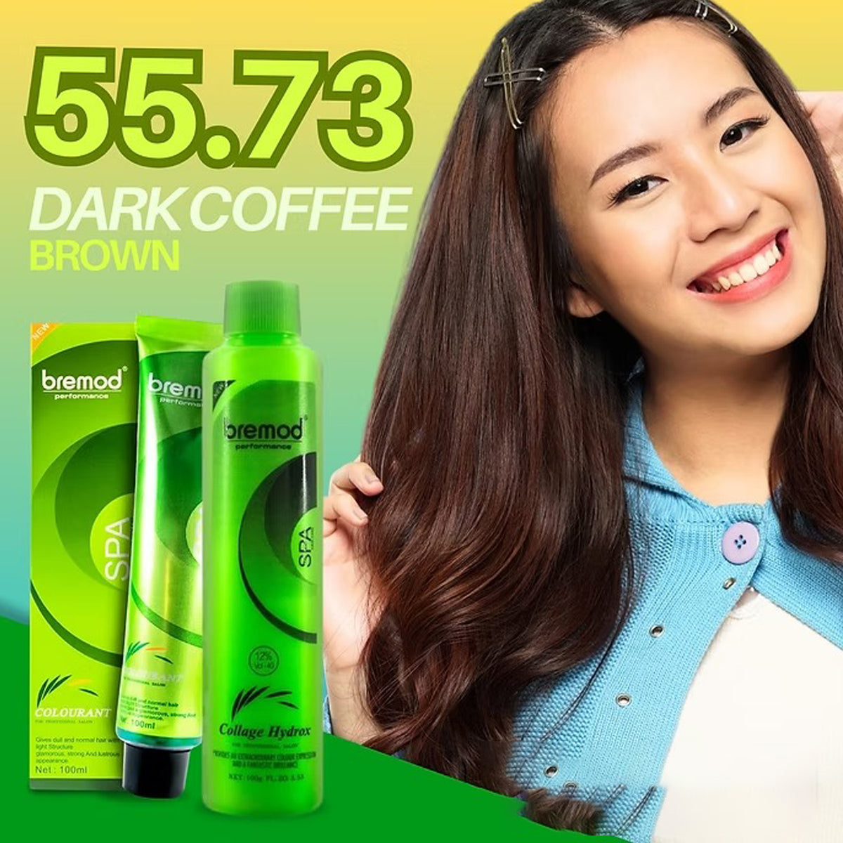 Bremod Performance 55.73 Dark Coffee Brown SPA Hair Color - 100ml (with Oxidizer)