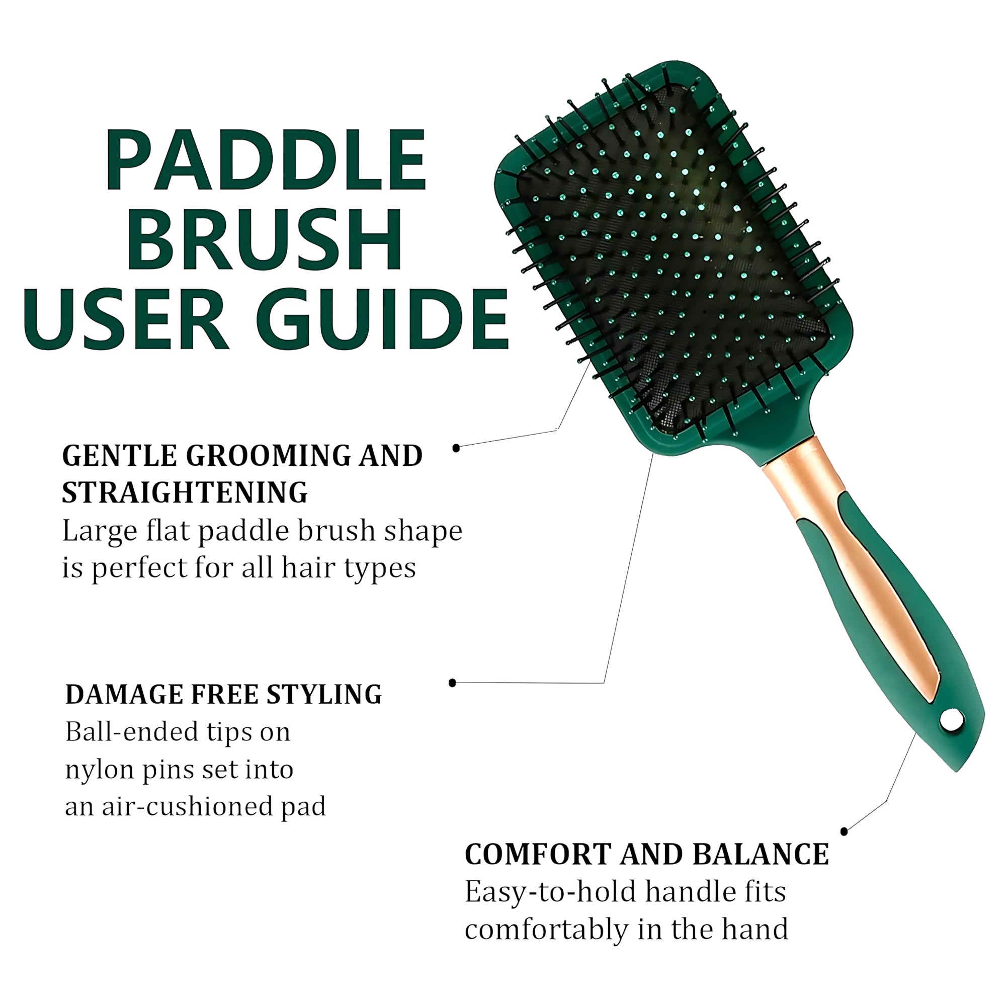 Anti-Tangle Hair Brush & Comb Set – 4 Pcs Paddle Hair Brush Kit for Wet & Dry Hair