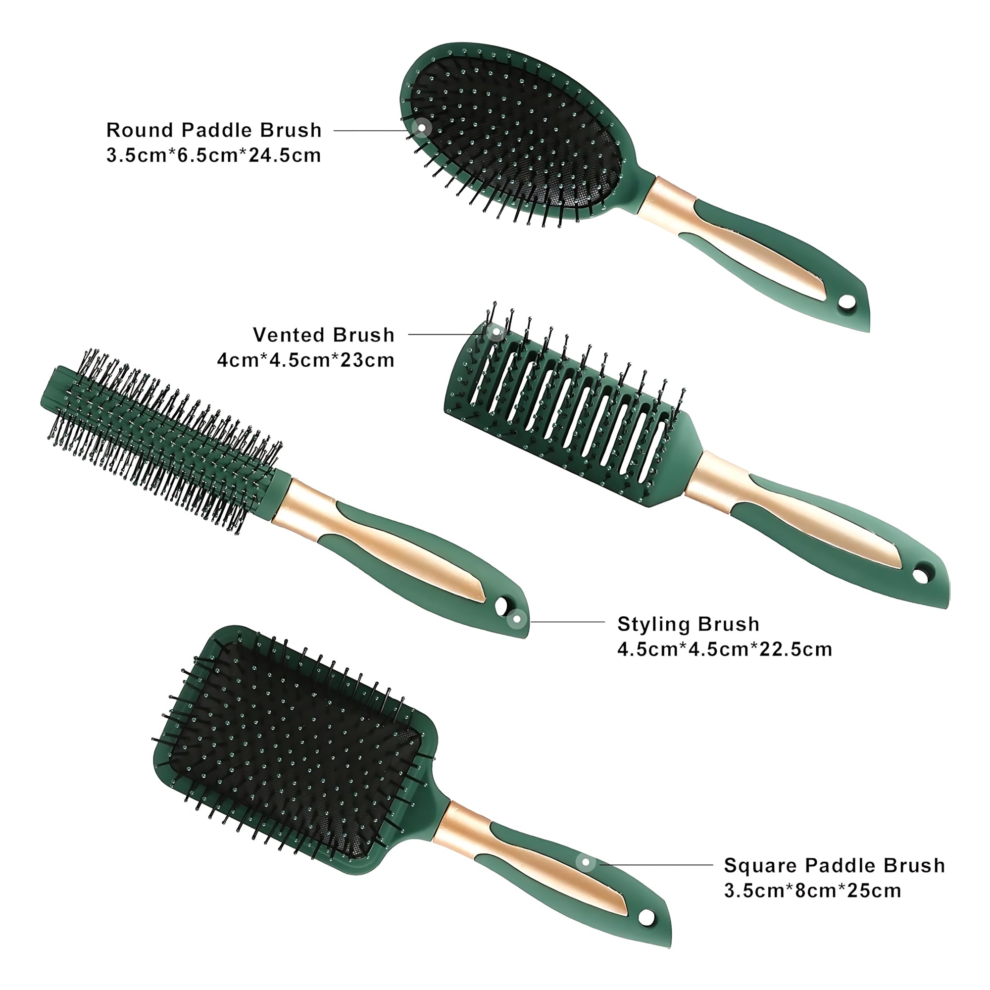 Anti-Tangle Hair Brush & Comb Set – 4 Pcs Paddle Hair Brush Kit for Wet & Dry Hair