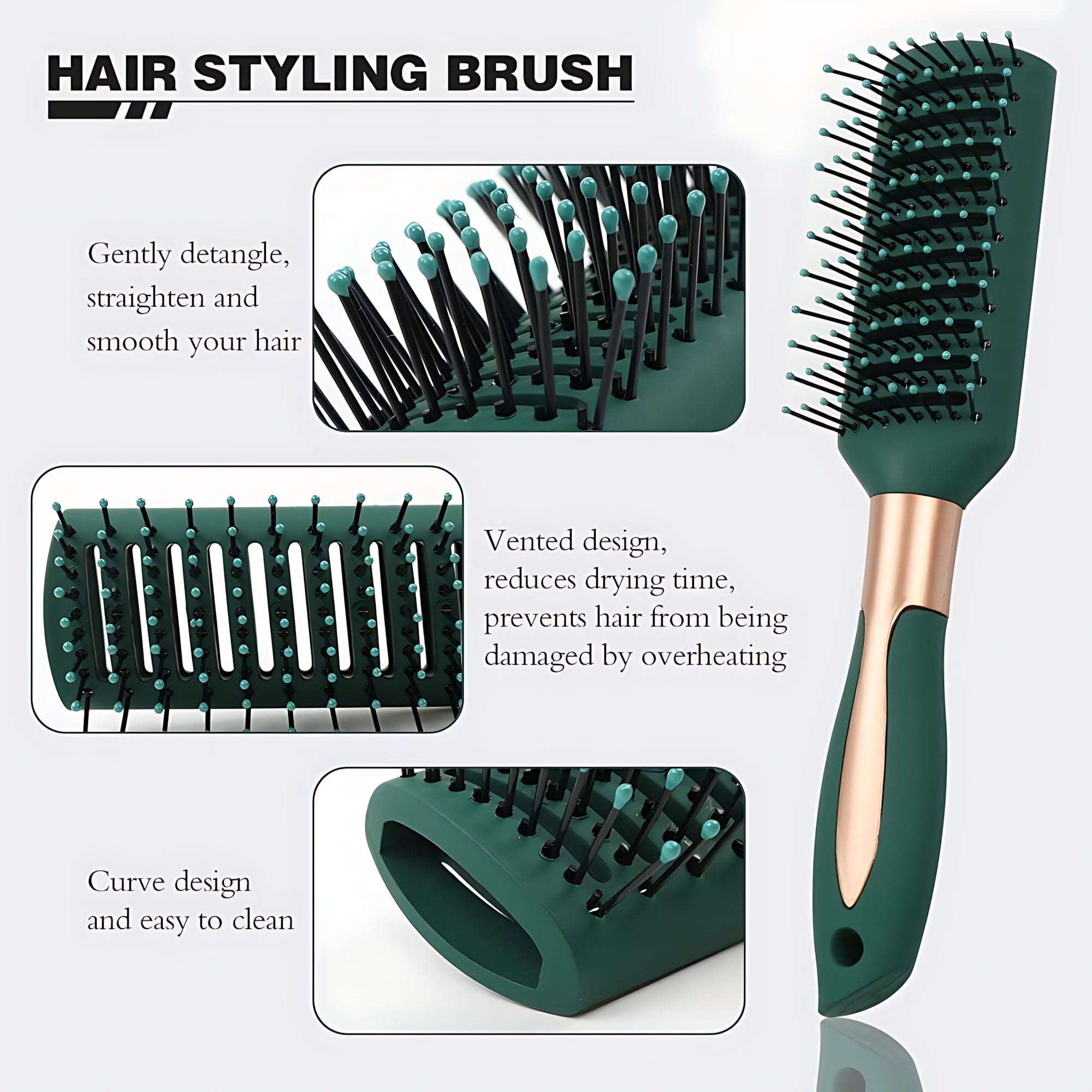 Anti-Tangle Hair Brush & Comb Set – 4 Pcs Paddle Hair Brush Kit for Wet & Dry Hair