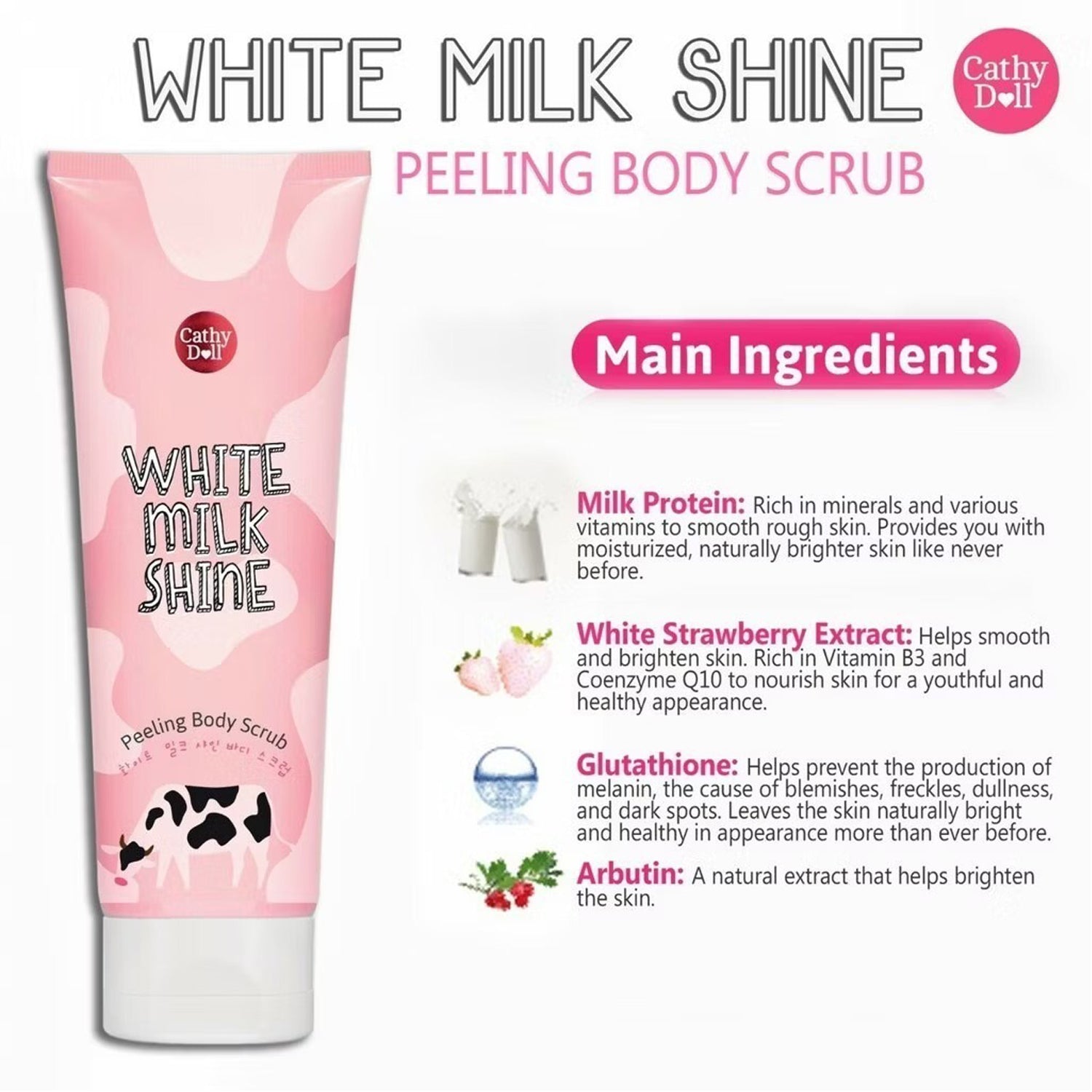 Cathy Doll White Milk Shine Peeling Body Scrub - 320ml