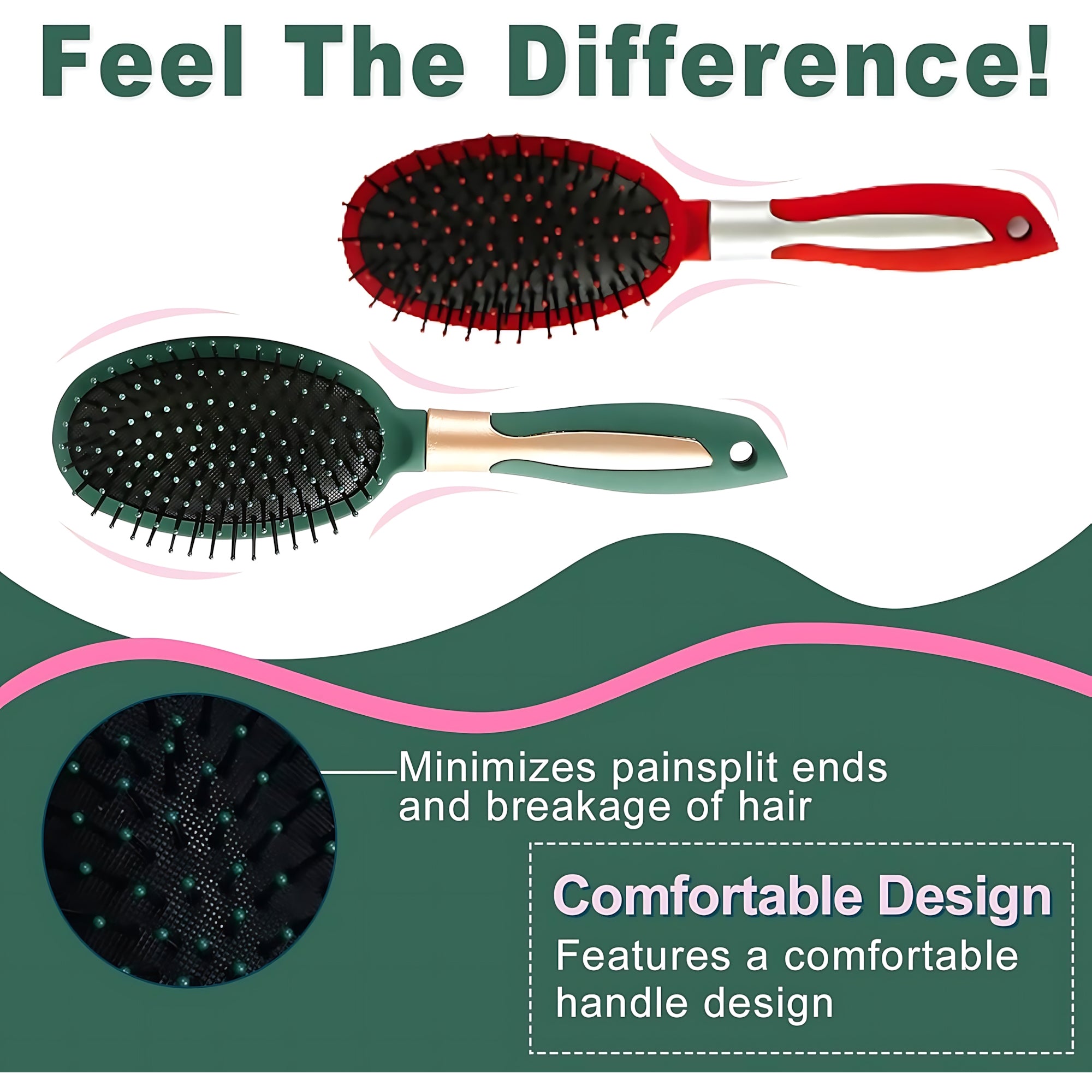 Anti-Tangle Hair Brush & Comb Set – 4 Pcs Paddle Hair Brush Kit for Wet & Dry Hair